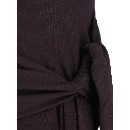 brown Top with cutout details and tie waist in viscose for women