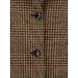 Berta Brown Single-Breasted Jacket with Peak Revers and All-Over Houndstooth Motif in Wool for Men