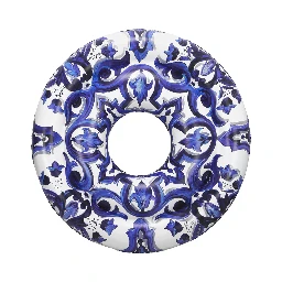 blue Inflatable with all-over majolica print in PVC