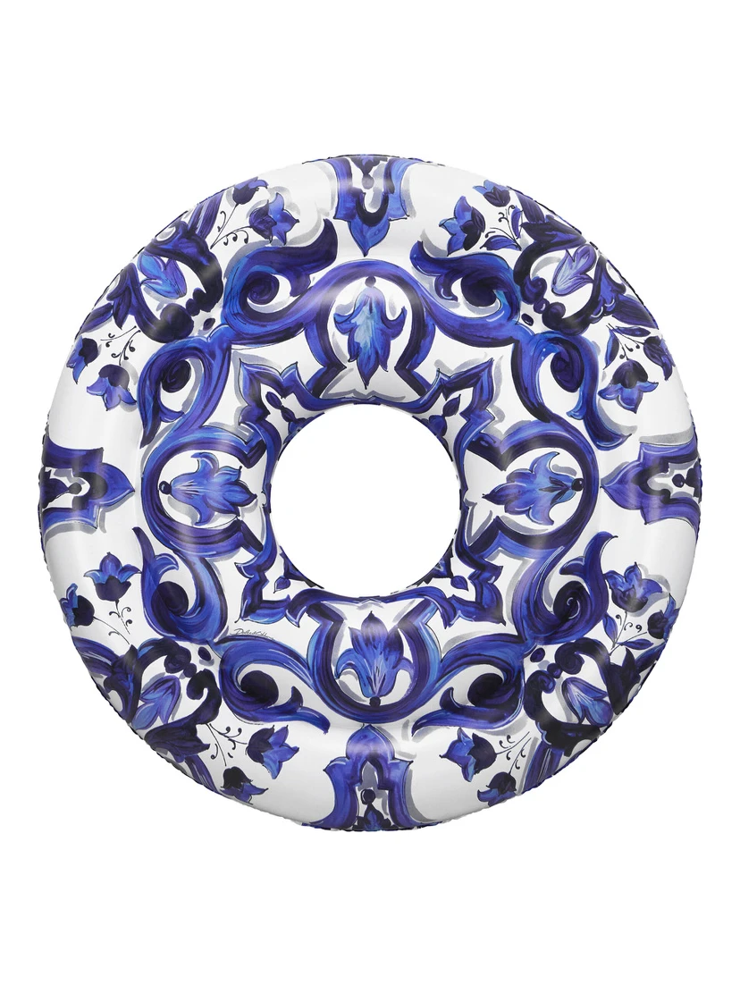 blue Inflatable with all-over majolica print in PVC