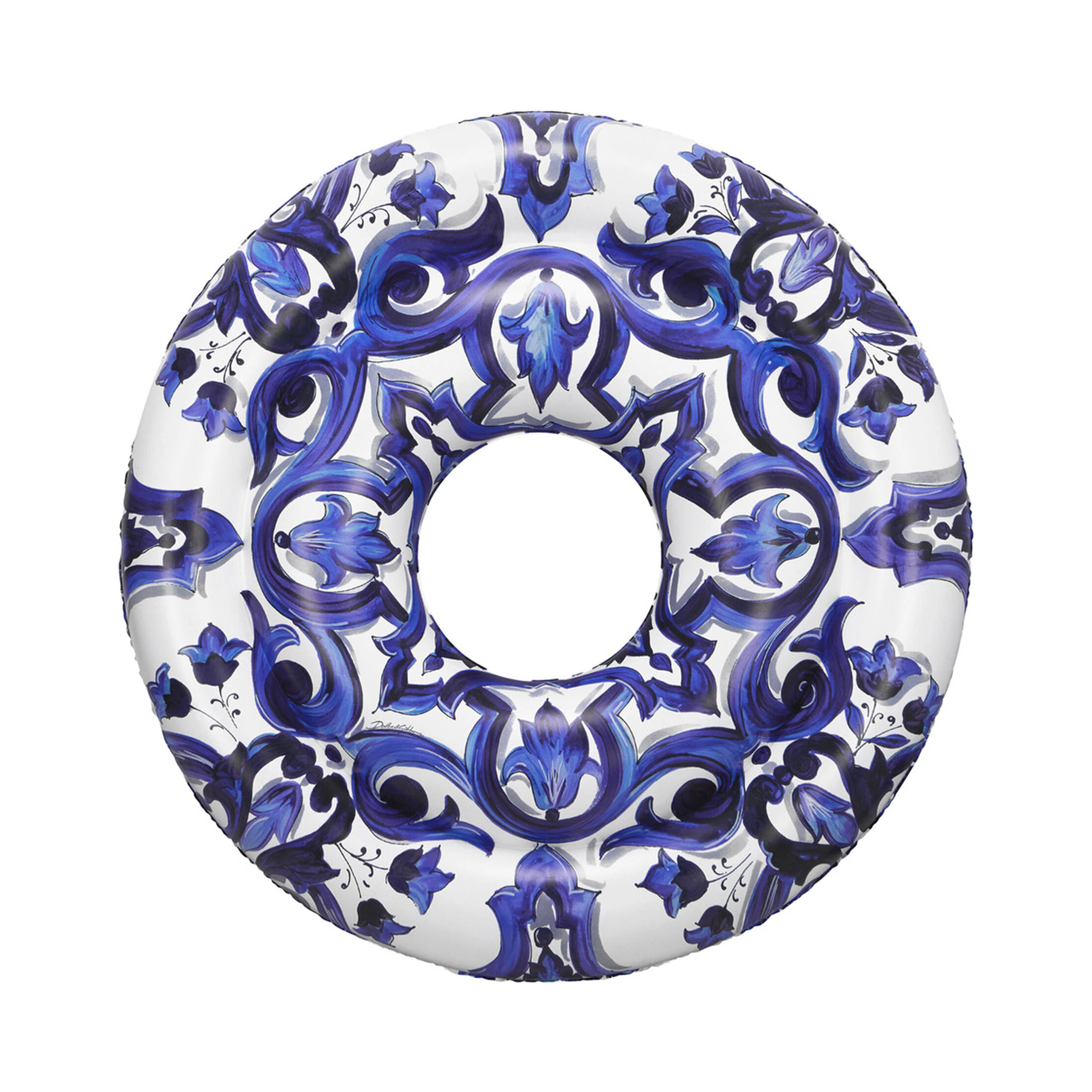 blue Inflatable with all-over majolica print in PVC