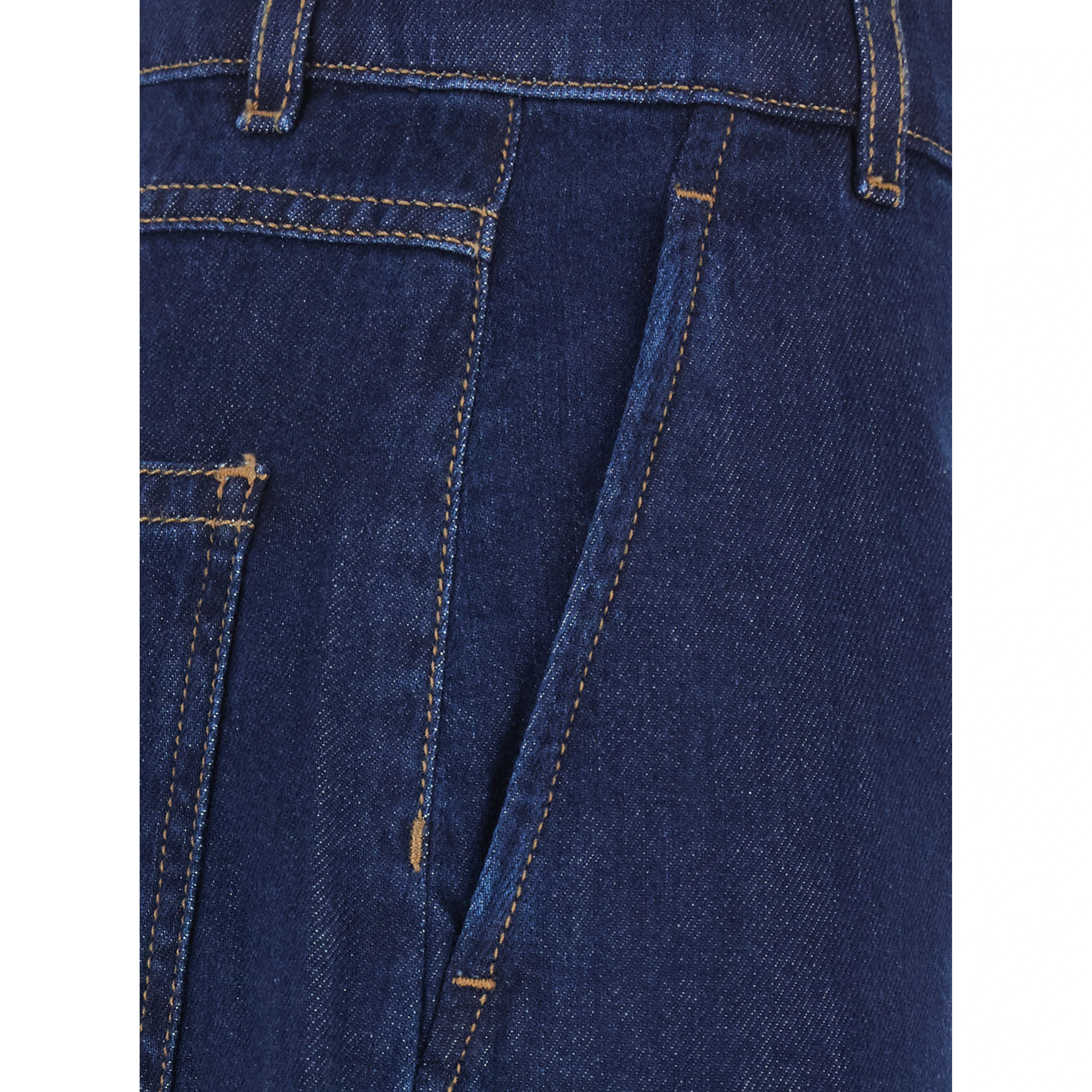 Conico Blue High-Waisted Jeans with Contrasting Stitching in Denim for Women