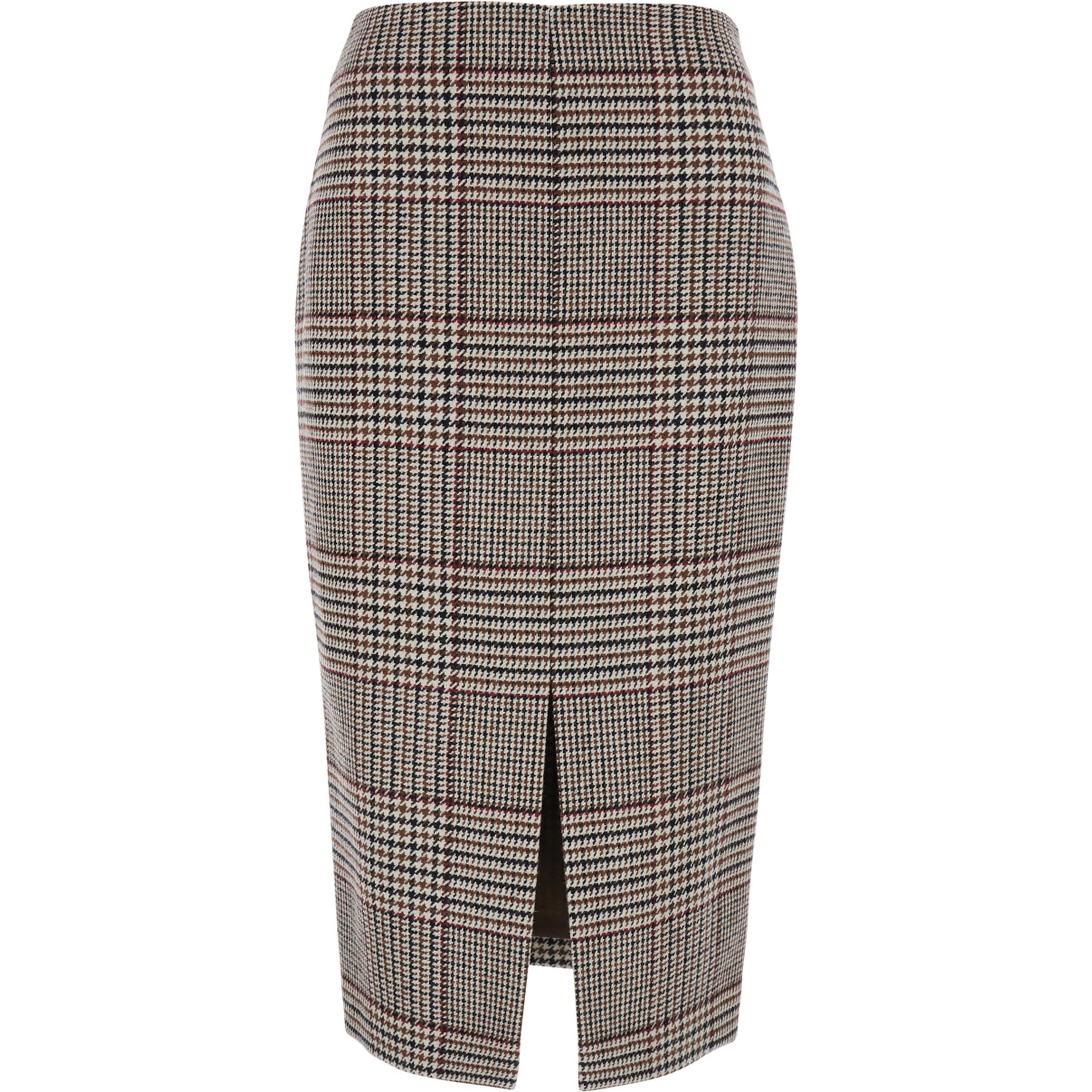 Multicolor Skirt with front slit and prince of wales motif in blend wool for women