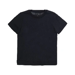 Blue T-Shirt with Round Neck and Logo Embroidery on the Front in Blend Cotton Boy