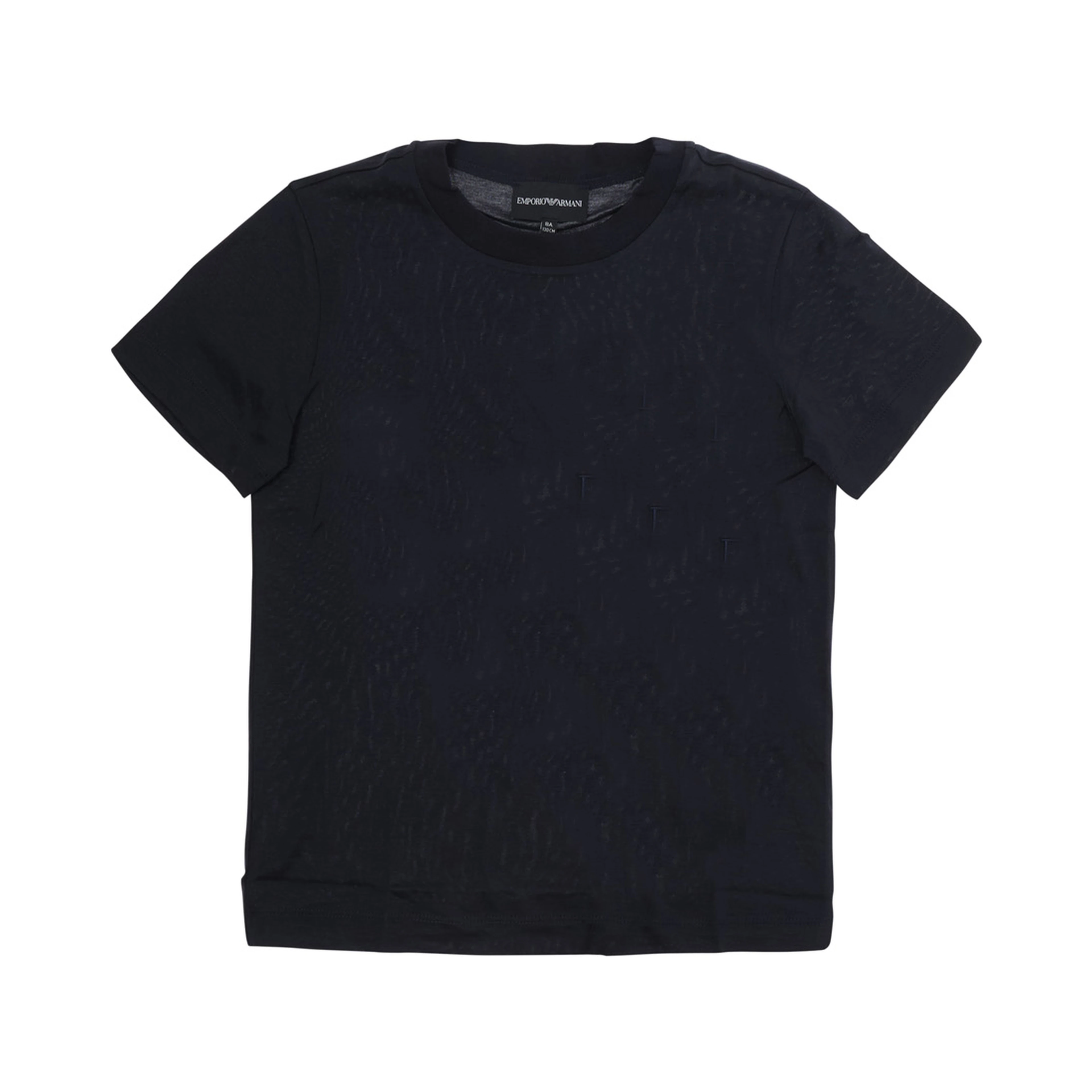 Blue T-Shirt with Round Neck and Logo Embroidery on the Front in Blend Cotton Boy