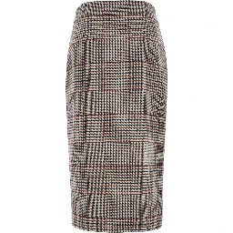 Multicolor Skirt with front slit and prince of wales motif in blend wool for women