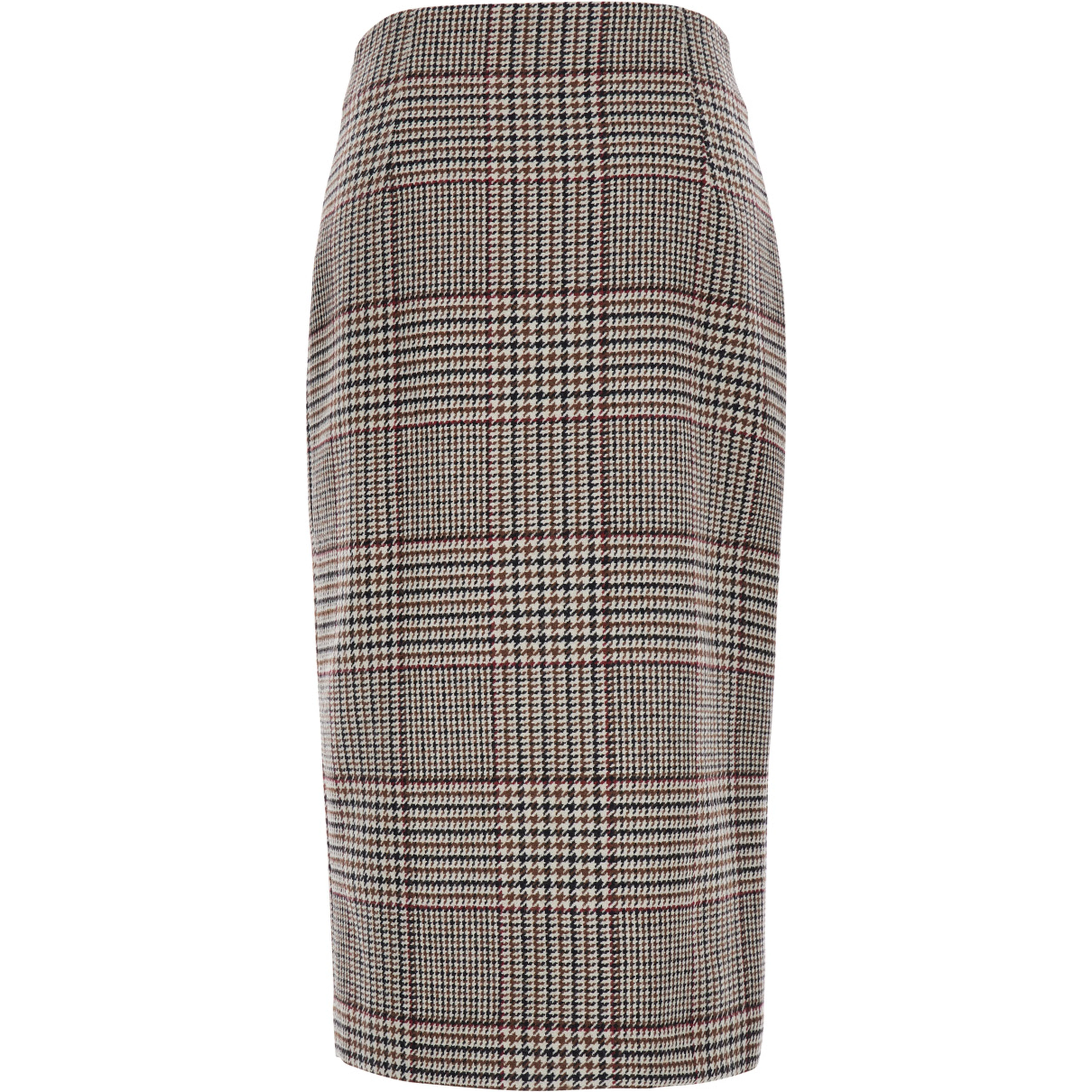 Multicolor Skirt with front slit and prince of wales motif in blend wool for women