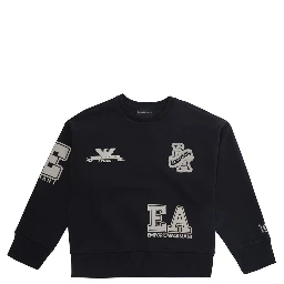 black T-shirt with round neck and logo on the front and back in Fabric Boy