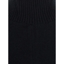 Knit mini dress with long sleeves and V-neck. Tech Fabric. Black. Women.