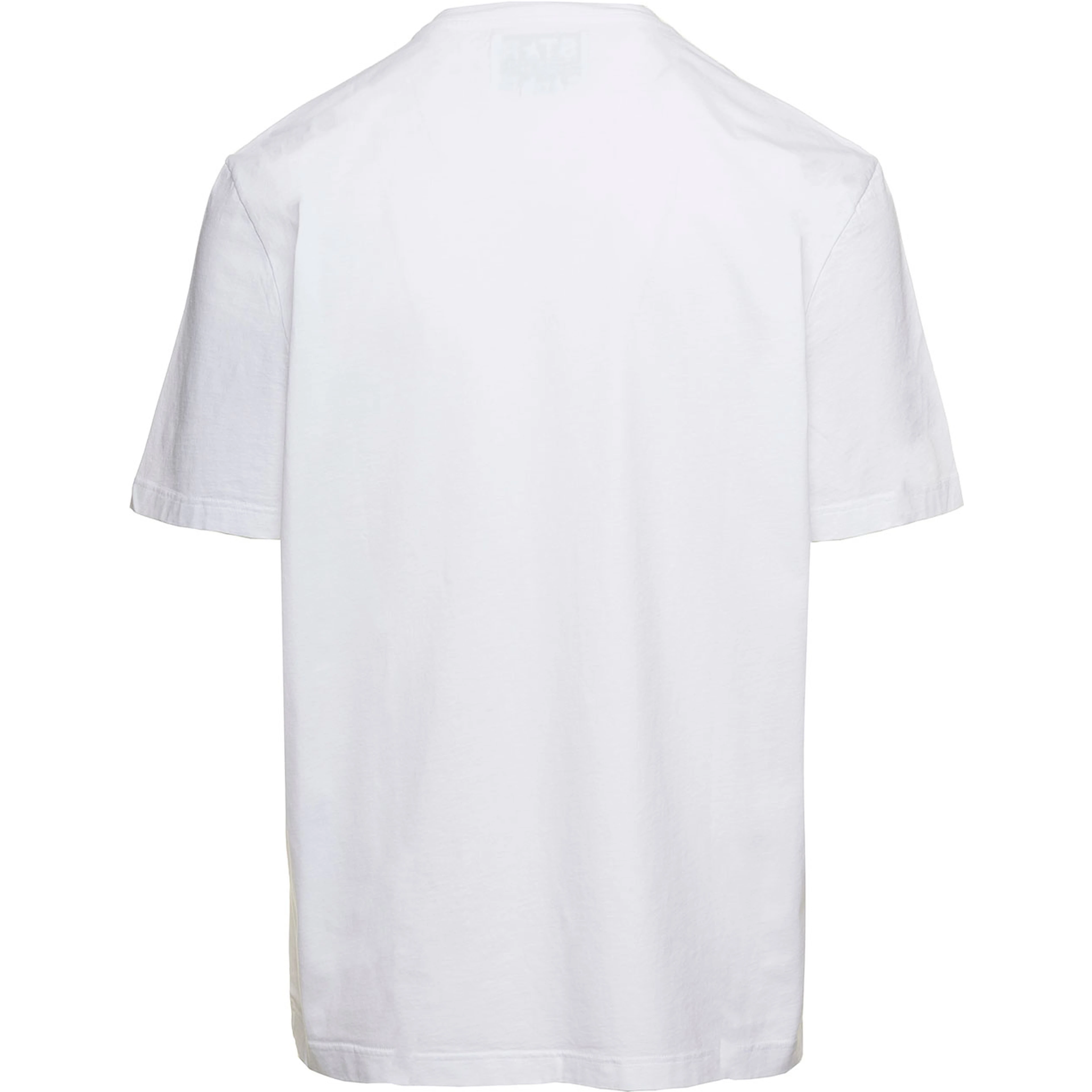 T-Shirt with Round Neck and One Star Logo Print on the Front in White Cotton for Men