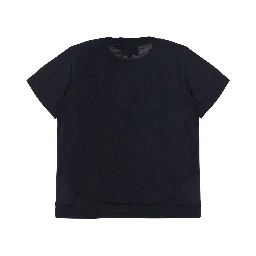 Blue T-Shirt with Round Neck and Logo Embroidery on the Front in Blend Cotton Boy