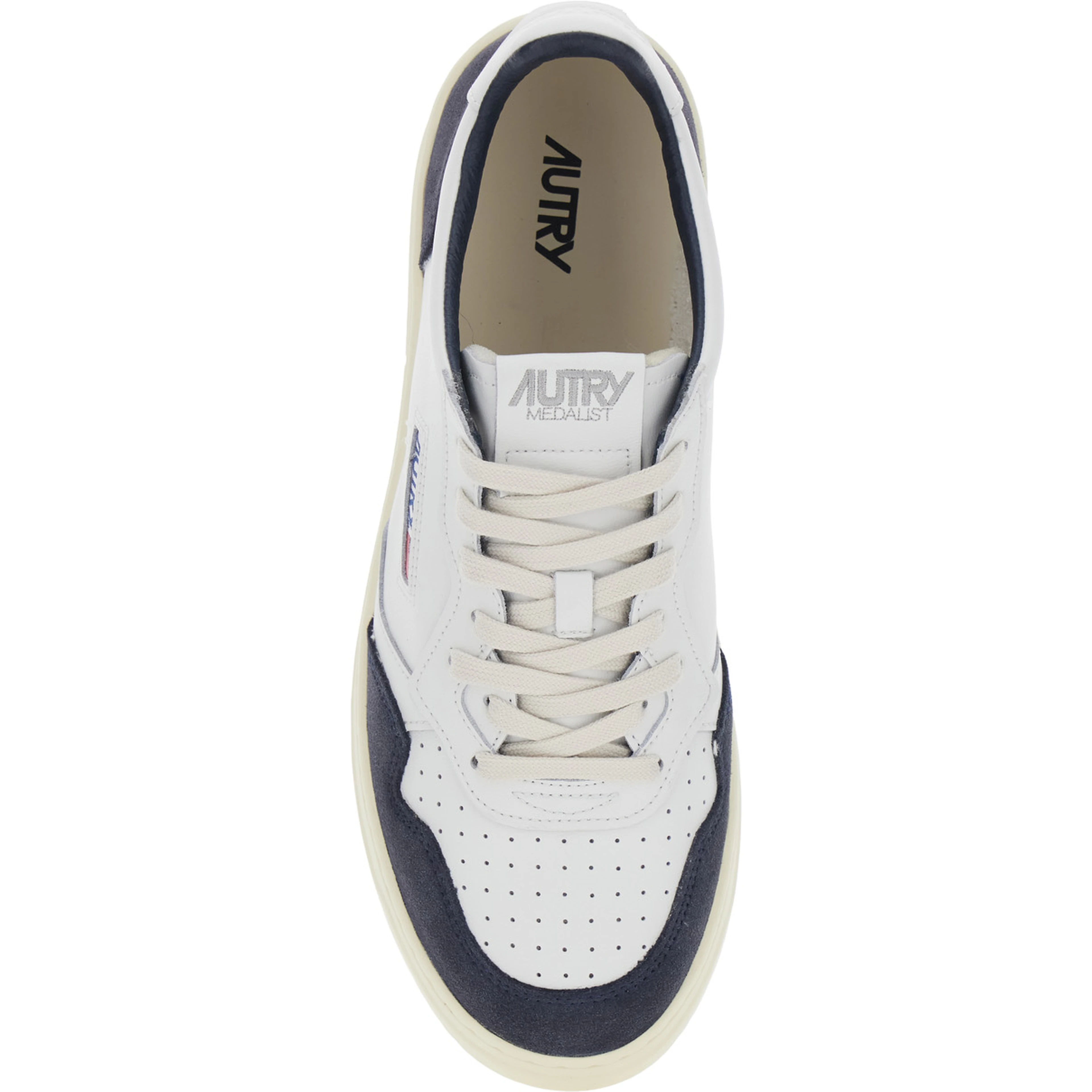 Sneaker Medalist Low Top with Logo Patch on the Tongue and Blue Suede Details Men