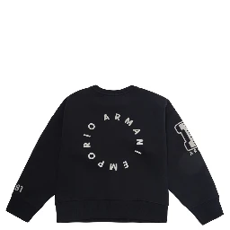 black T-shirt with round neck and logo on the front and back in Fabric Boy