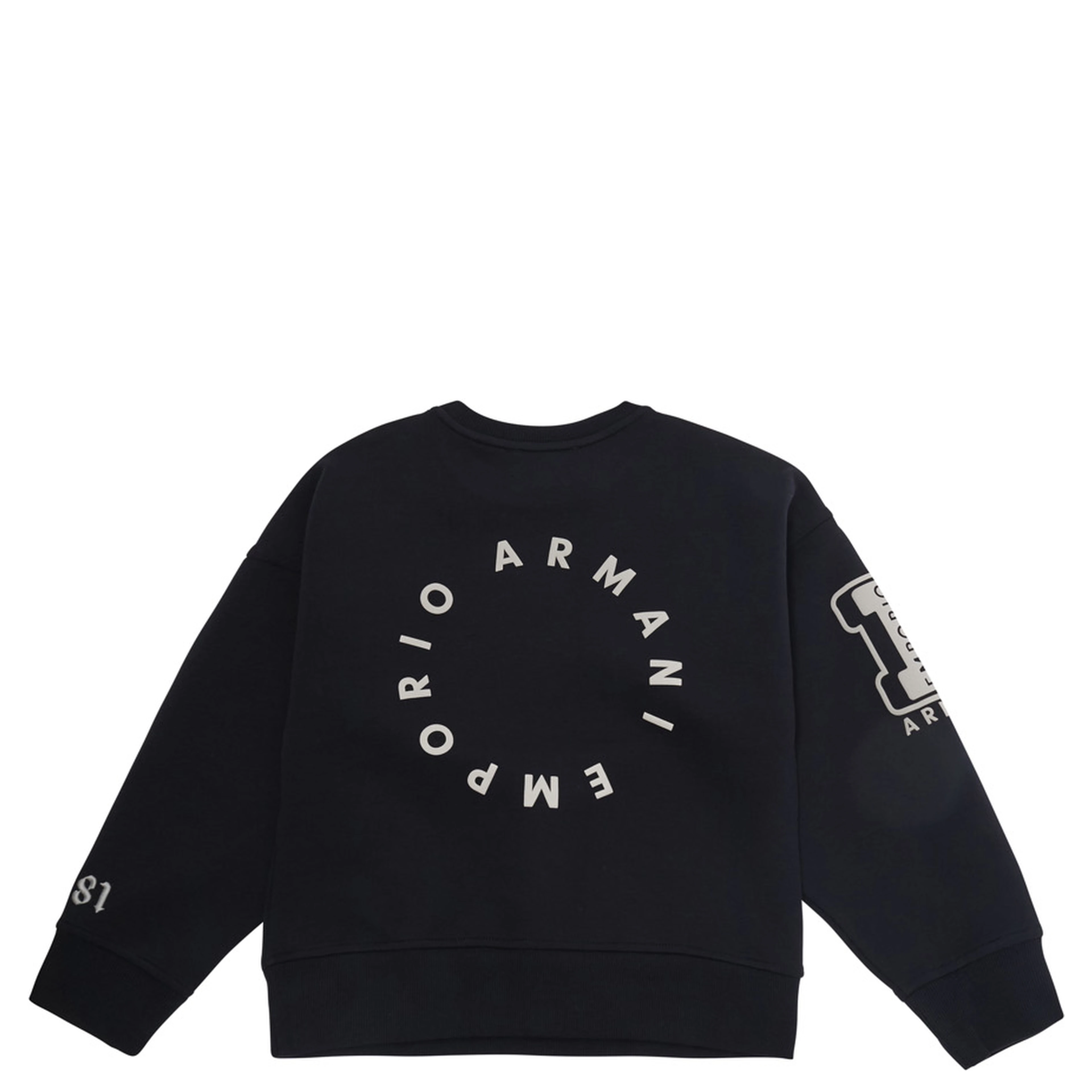 black T-shirt with round neck and logo on the front and back in Fabric Boy