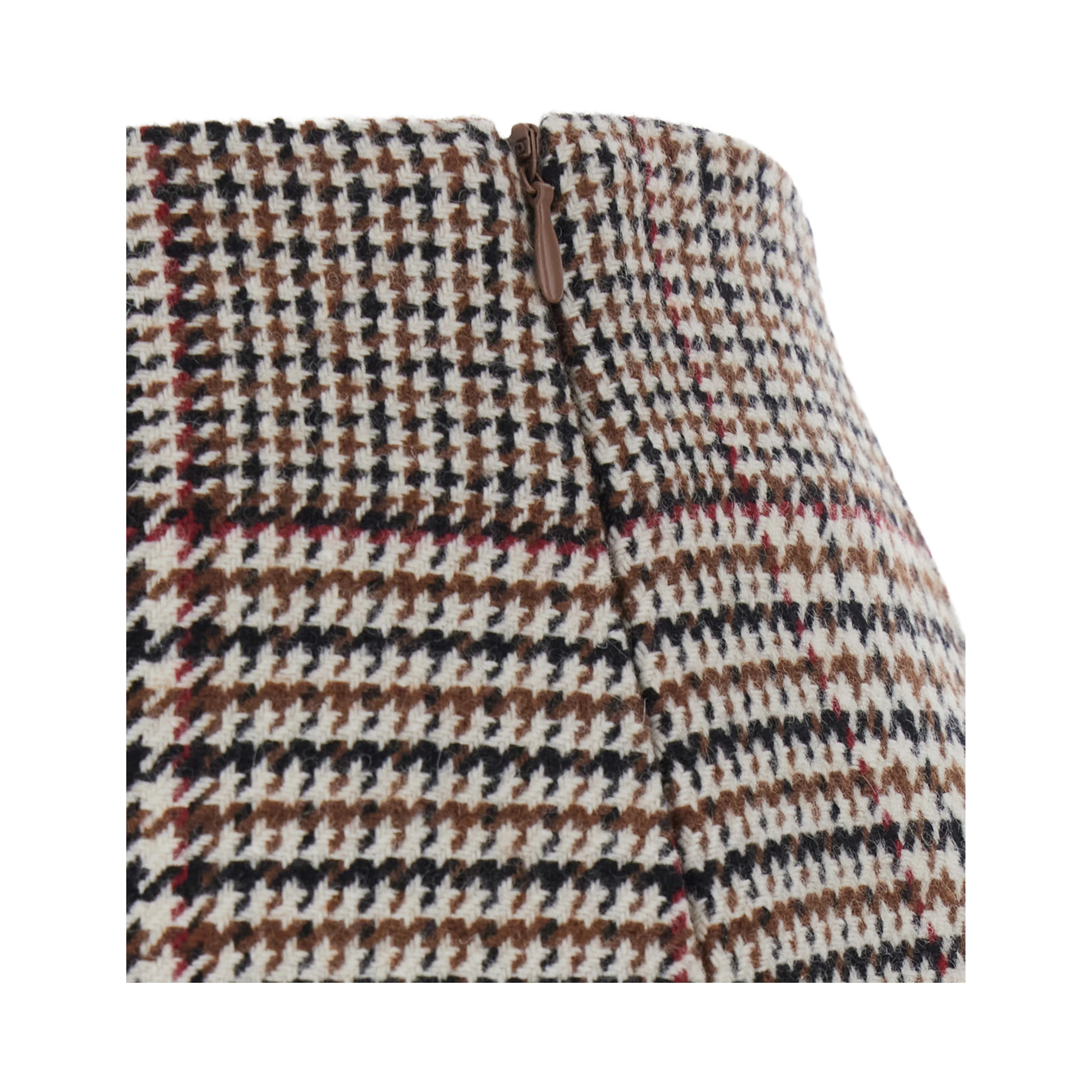 Multicolor Skirt with front slit and prince of wales motif in blend wool for women