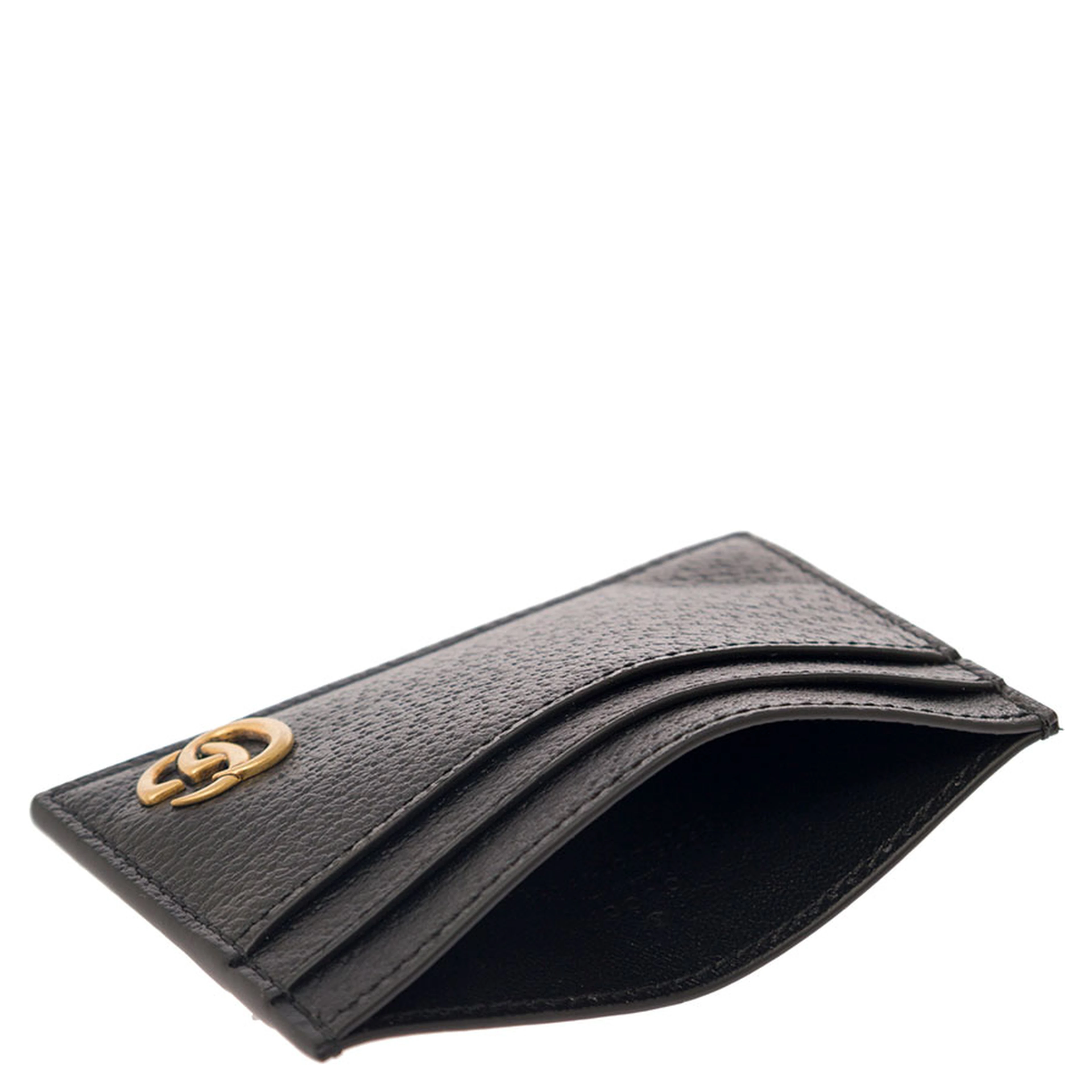 Cardholder GG Marmont with Gg Logo on the Front in Black Leather for Men