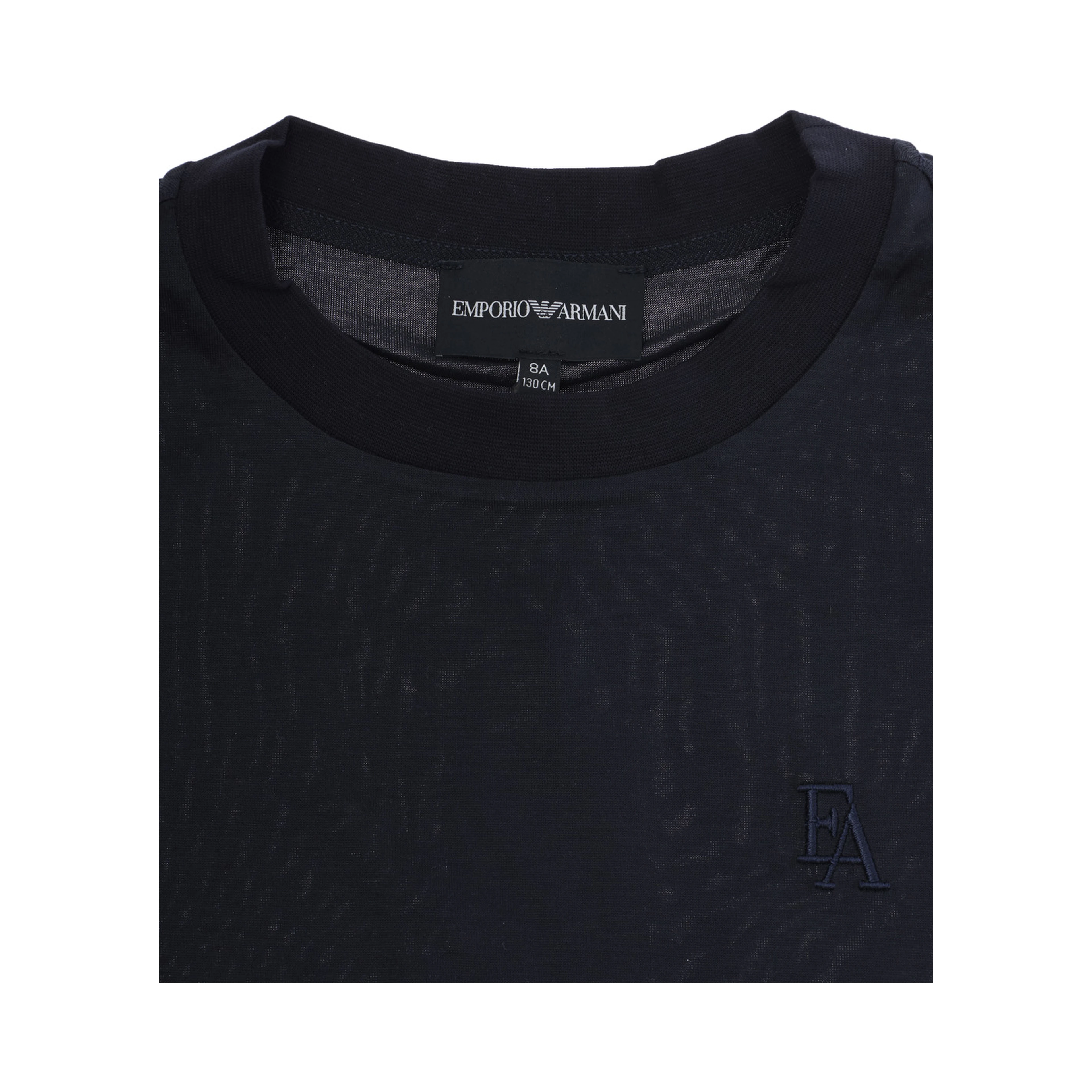 Blue T-Shirt with Round Neck and Logo Embroidery on the Front in Blend Cotton Boy