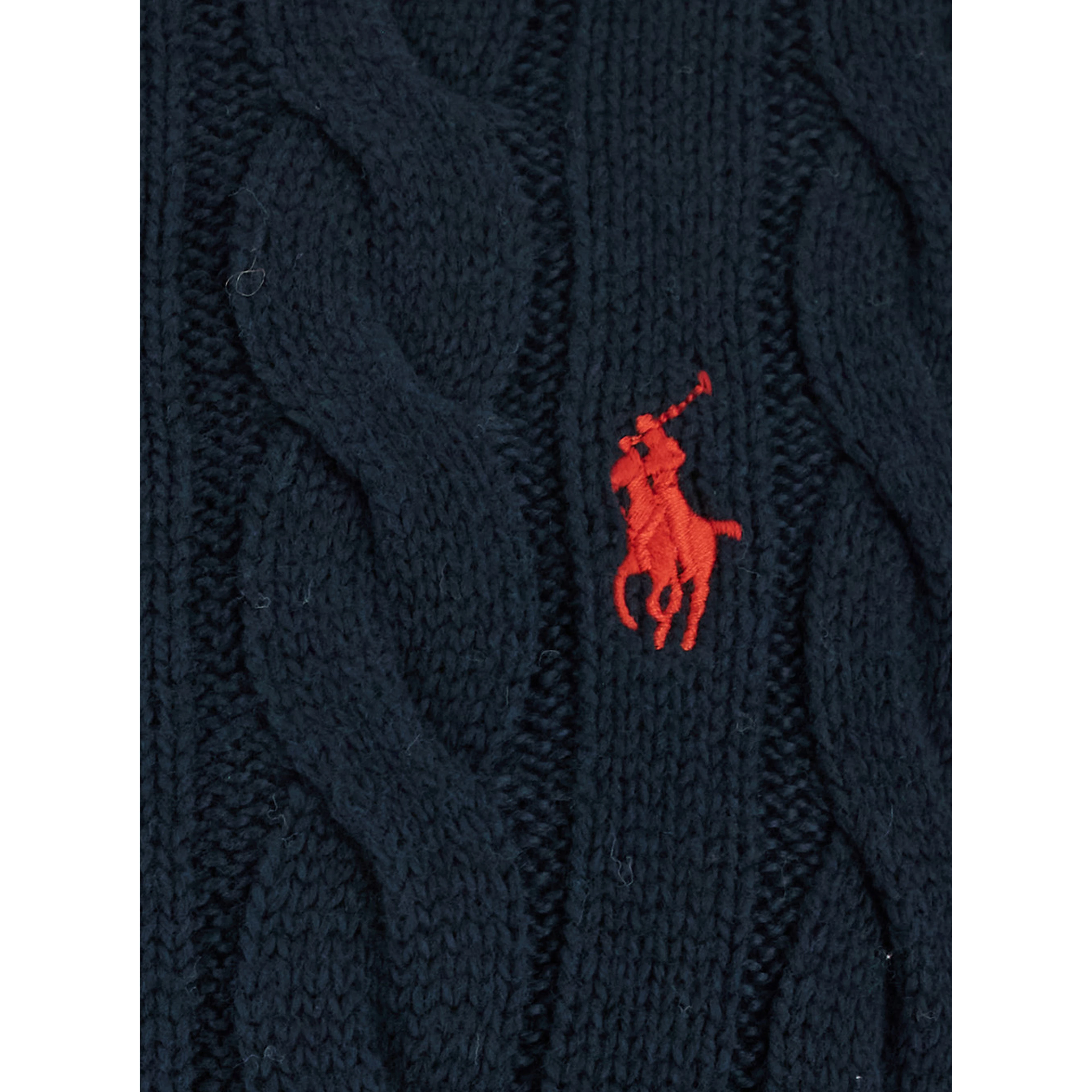 Crewneck Sweater with Pony Embroidery on the Front and Woven Embroidery in Blue for Men