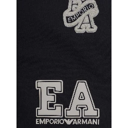 black T-shirt with round neck and logo on the front and back in Fabric Boy