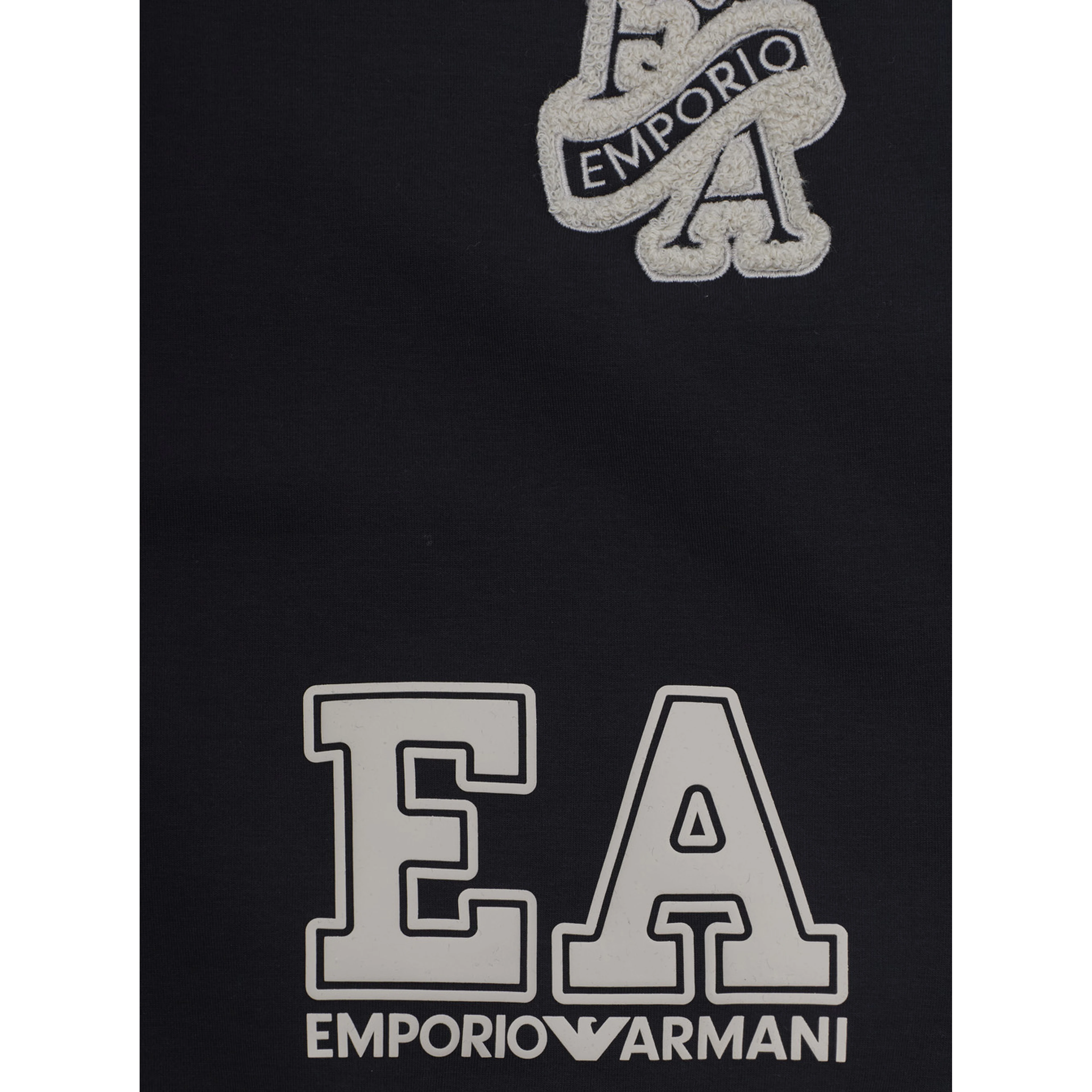black T-shirt with round neck and logo on the front and back in Fabric Boy