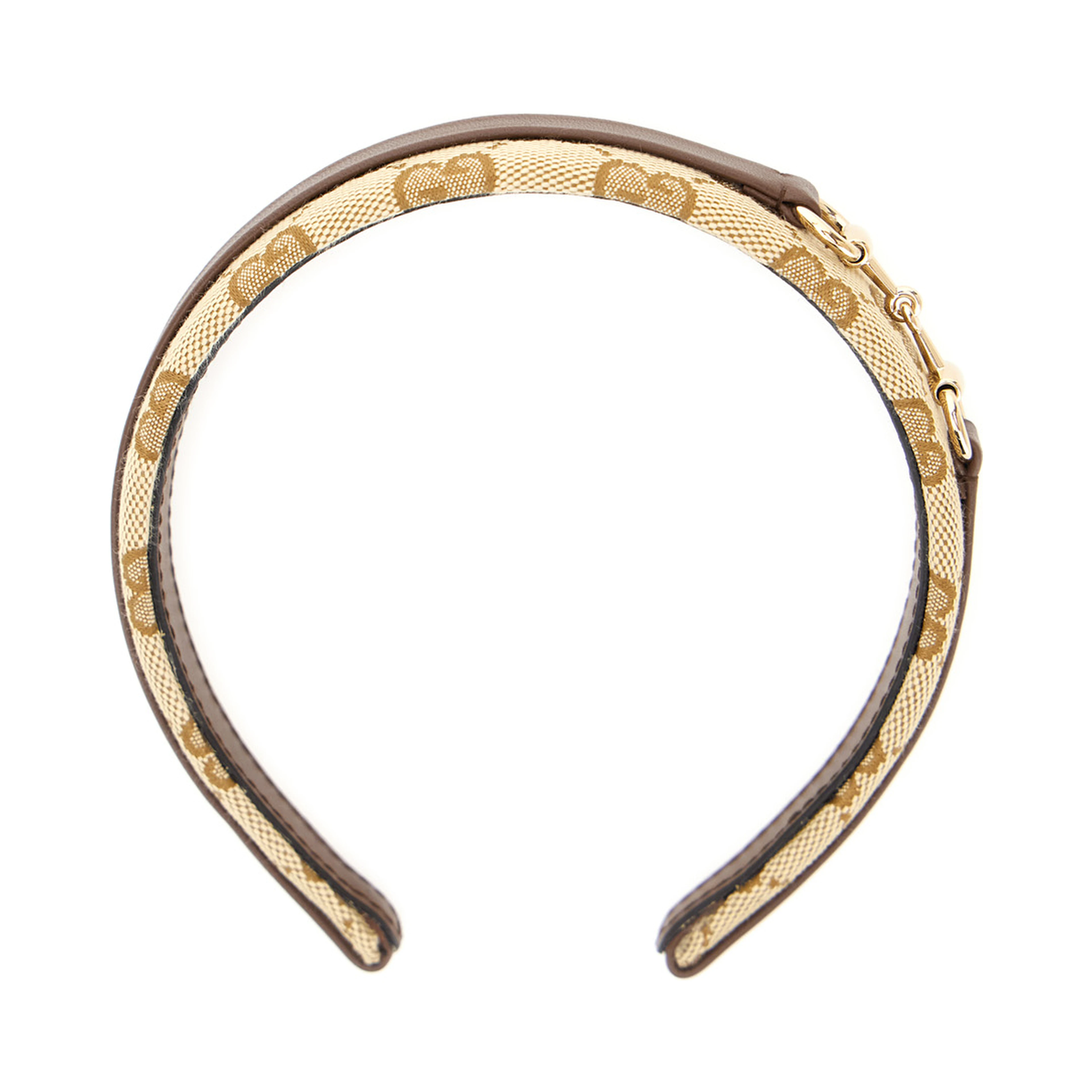 Beige Headband with Horsebit plaque in GG canvas girl