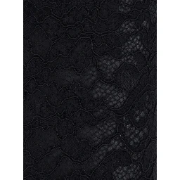 Black Pencil Skirt with All-Over Lace Embroidery in Fabric for Women