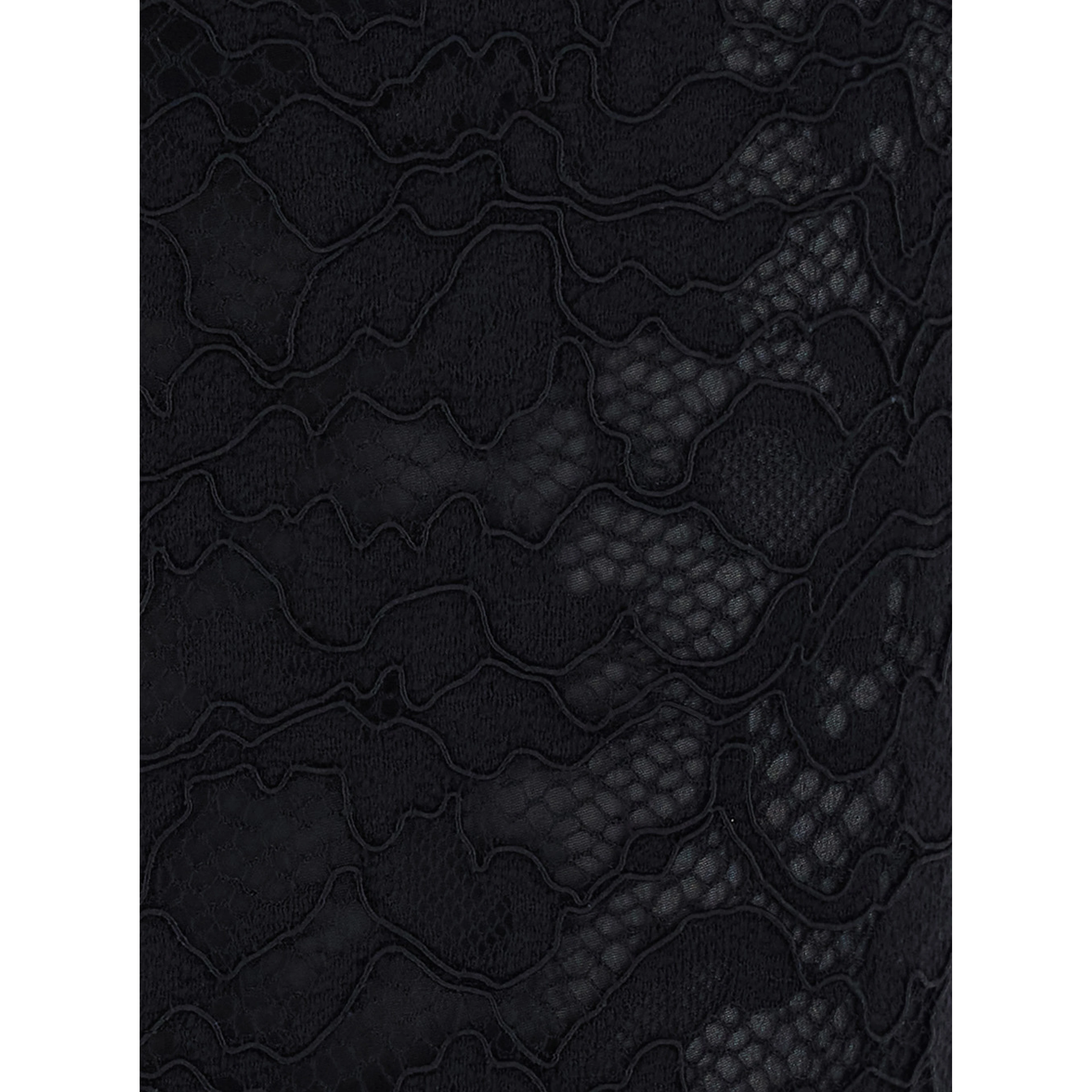 Black Pencil Skirt with All-Over Lace Embroidery in Fabric for Women