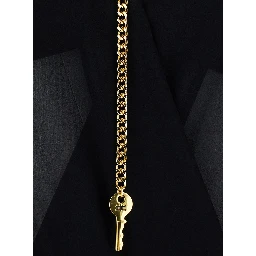 Black Bodysuit with deep V-neck and chain detail on the front in viscose for women