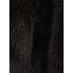 Brown fur jacket with crop design and high collar in faux-fur for women