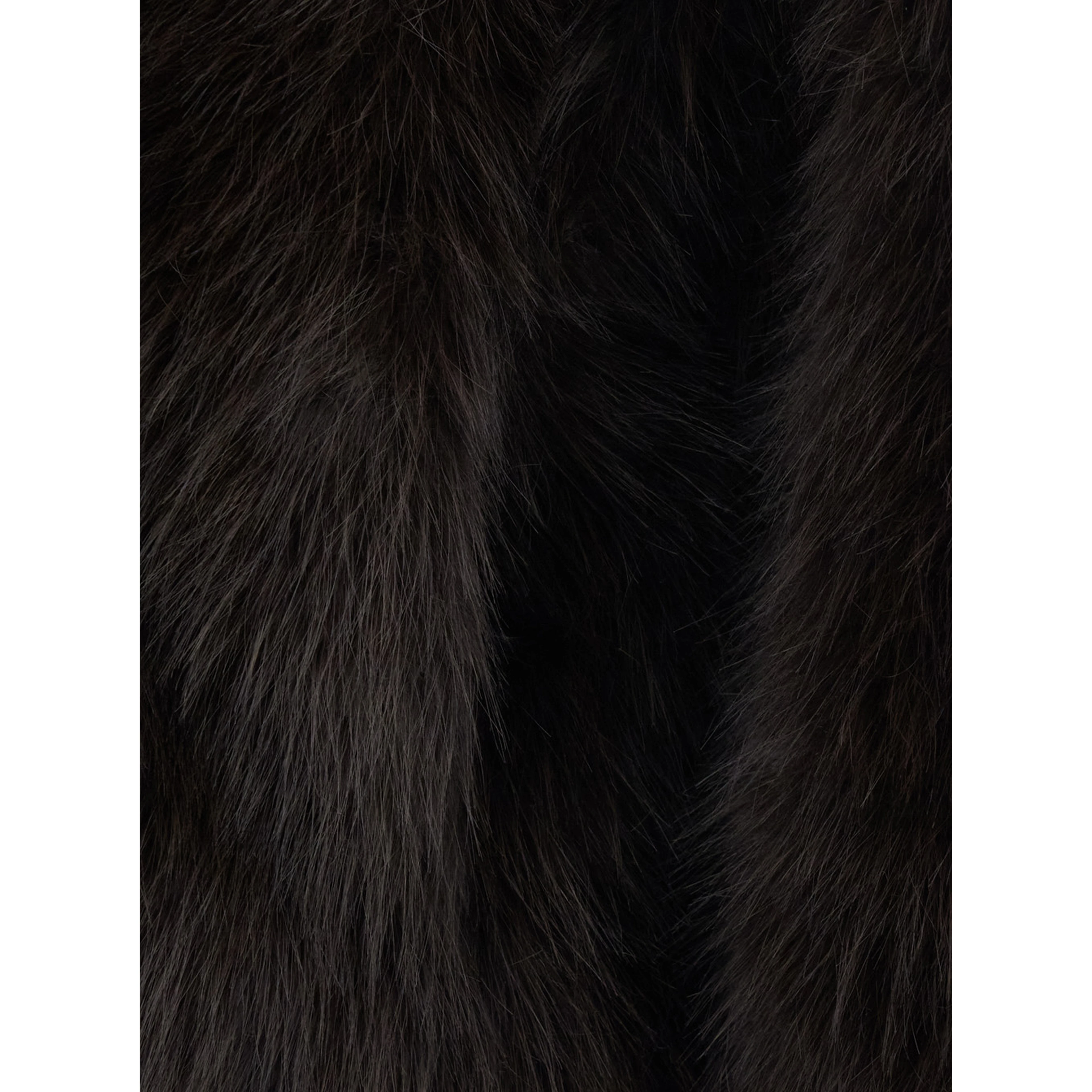 Brown fur jacket with crop design and high collar in faux-fur for women