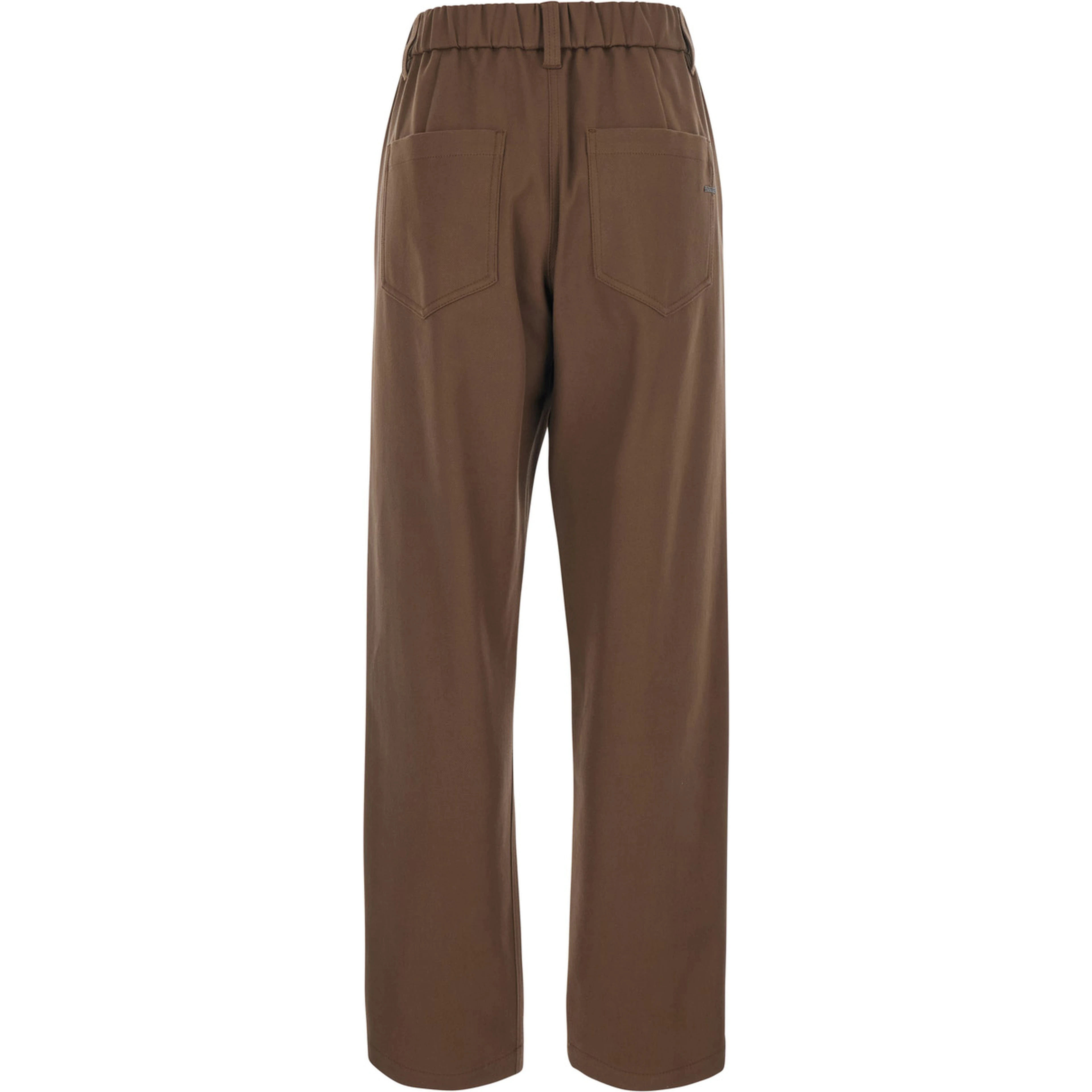 Brown Pants with elasticated waist and Monile on the back in stretch cotton for women