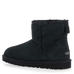 Boots Classic Mini with Logo Patch on the Back and Fur Lining in Black Suede for Men