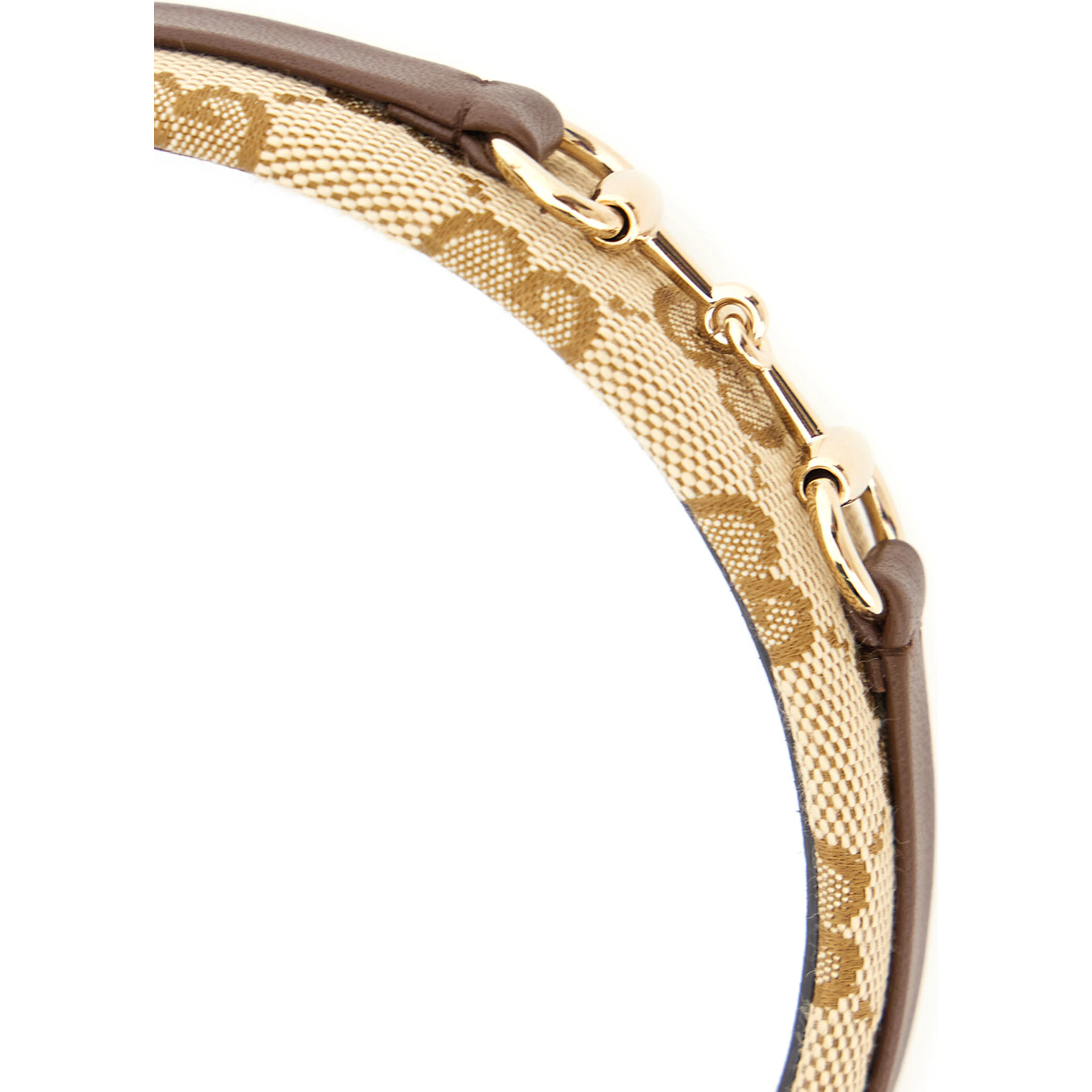 Beige Headband with Horsebit plaque in GG canvas girl
