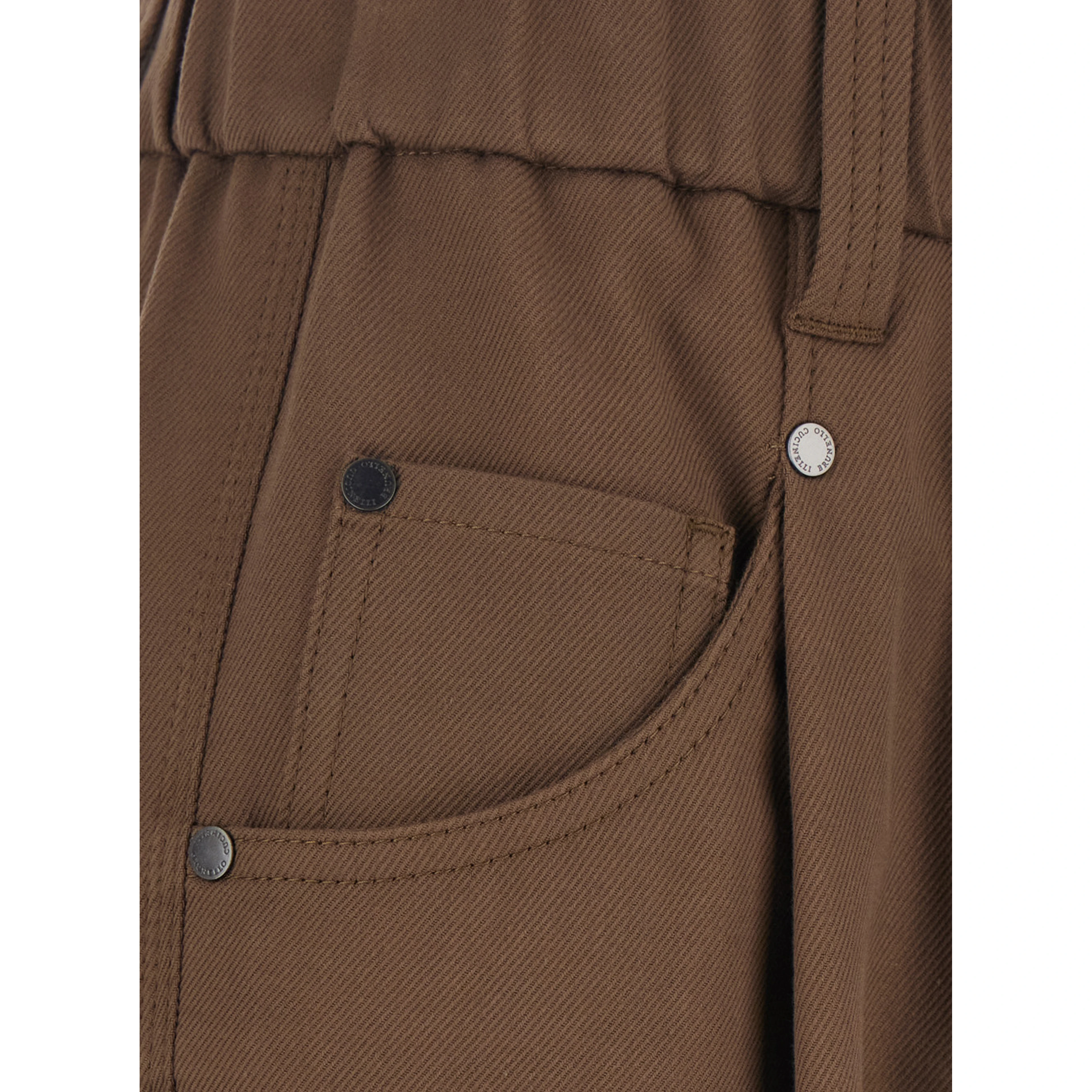 Brown Pants with elasticated waist and Monile on the back in stretch cotton for women