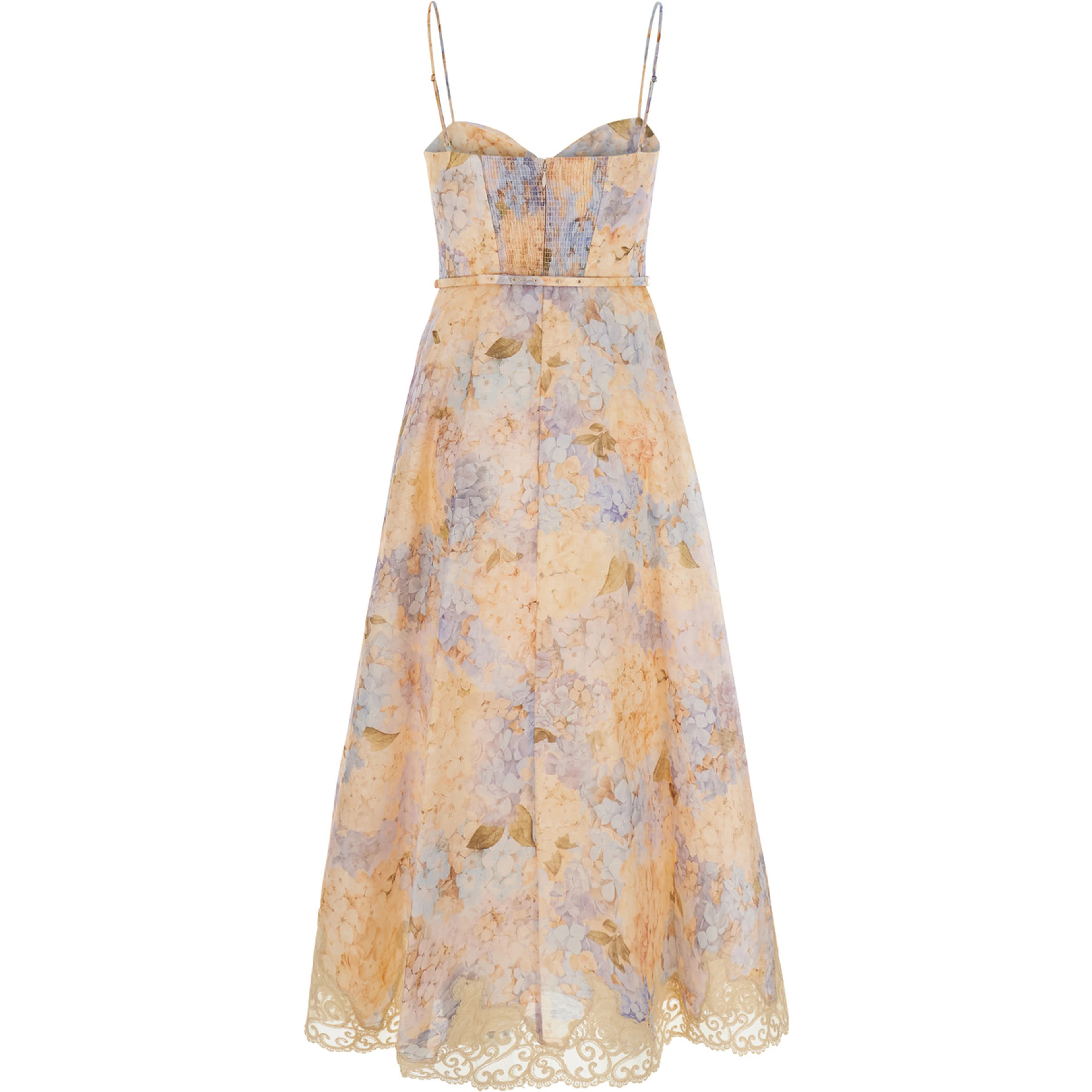 Valiant Multicolor Dress with Spaghetti straps and all-over floral print in linen and silk Blend for women