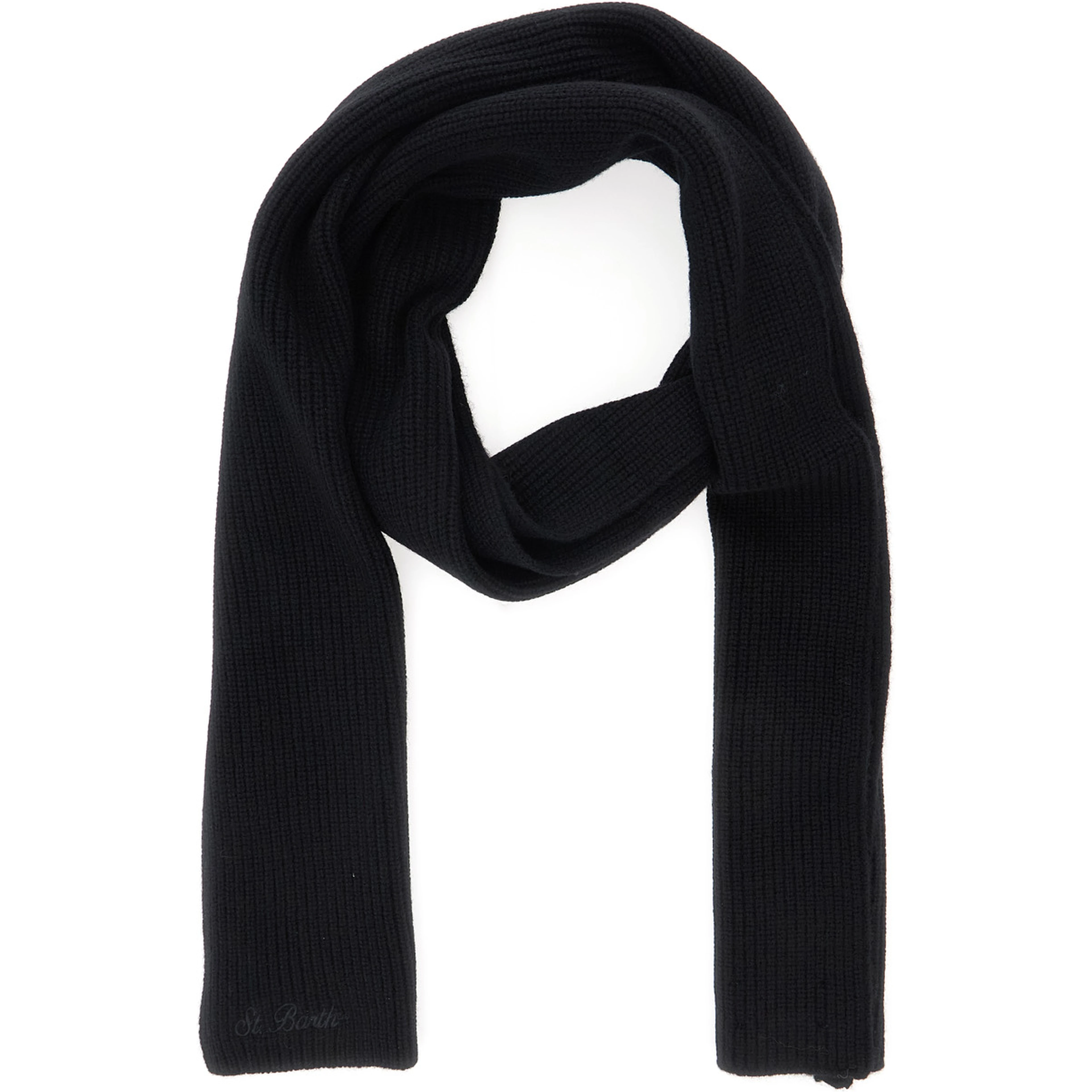 Scarf with elegant design in wool and black color for unisex
