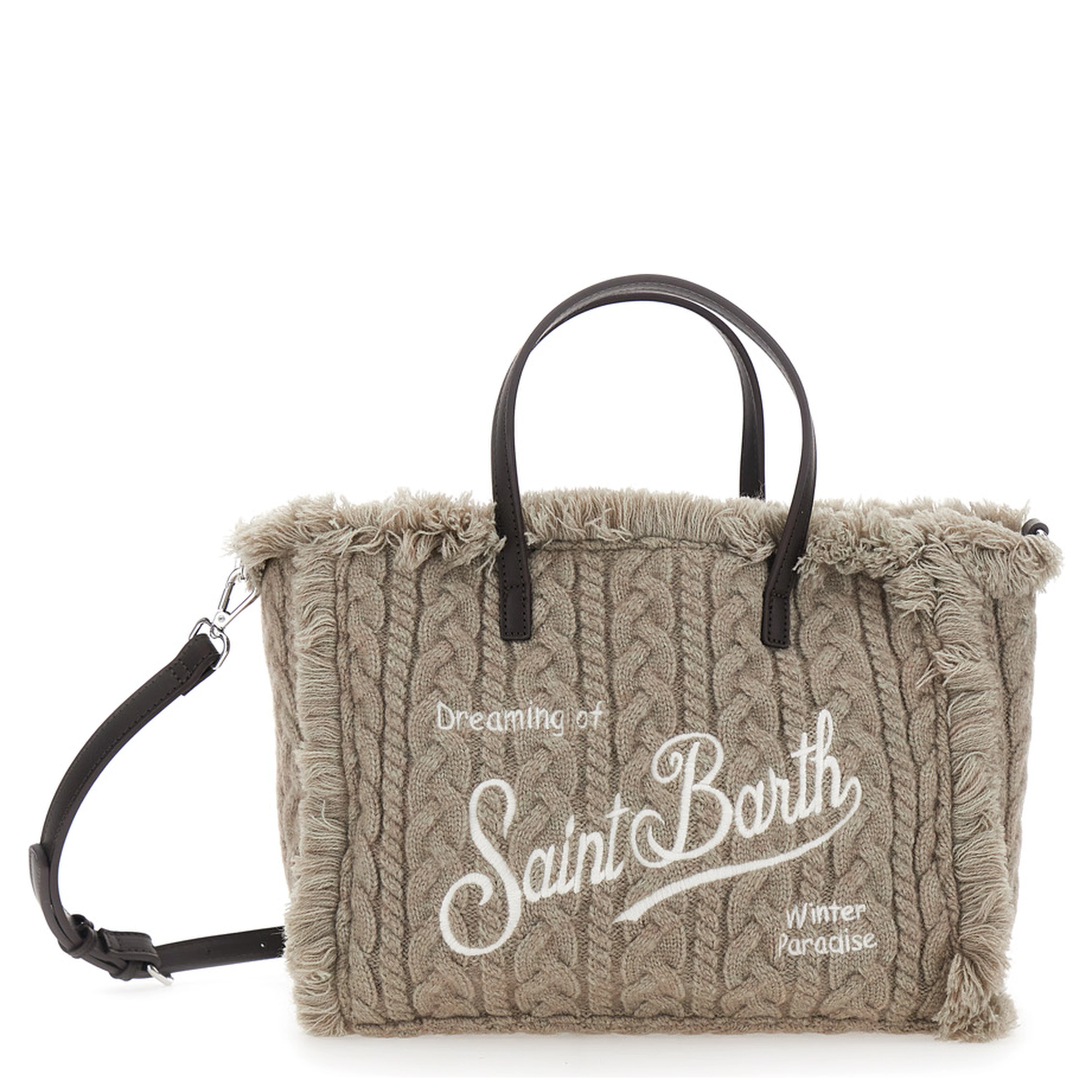 Shoulder bag COLETTE WOOL BRAID N with Tech Fabric and gray color for women