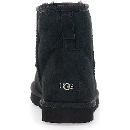Boots Classic Mini with Logo Patch on the Back and Fur Lining in Black Suede for Men