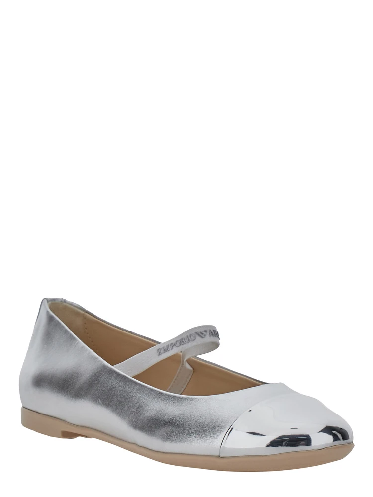 Metallic Ballet Flats with Strap in Leather for Girl alternative