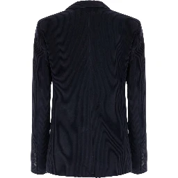 Blue double-breasted Jacket with Peak revers in corduroy for women
