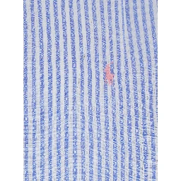 Shirt with all-over striped motif and Pony embroidery on the front in blue linen for men
