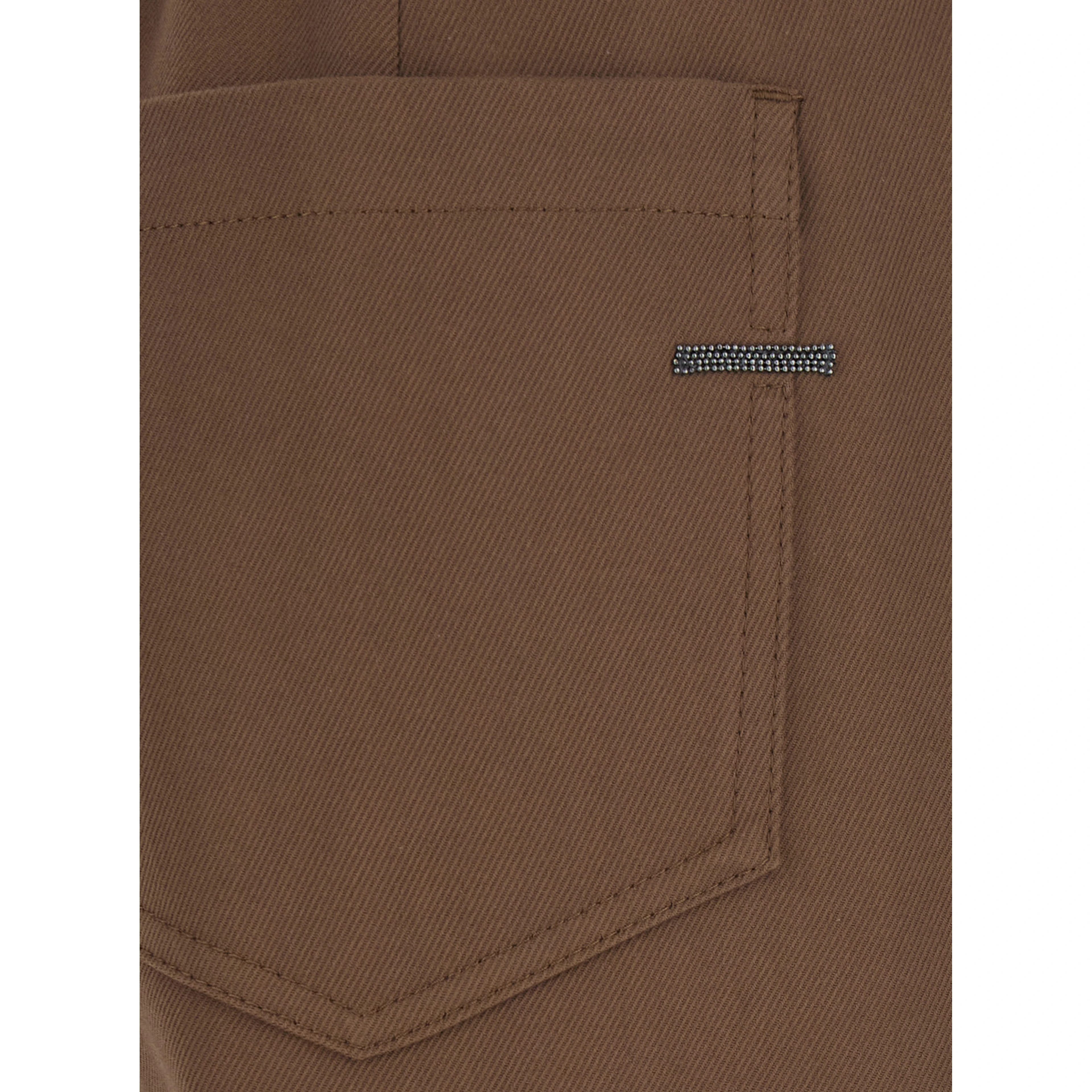 Brown Pants with elasticated waist and Monile on the back in stretch cotton for women