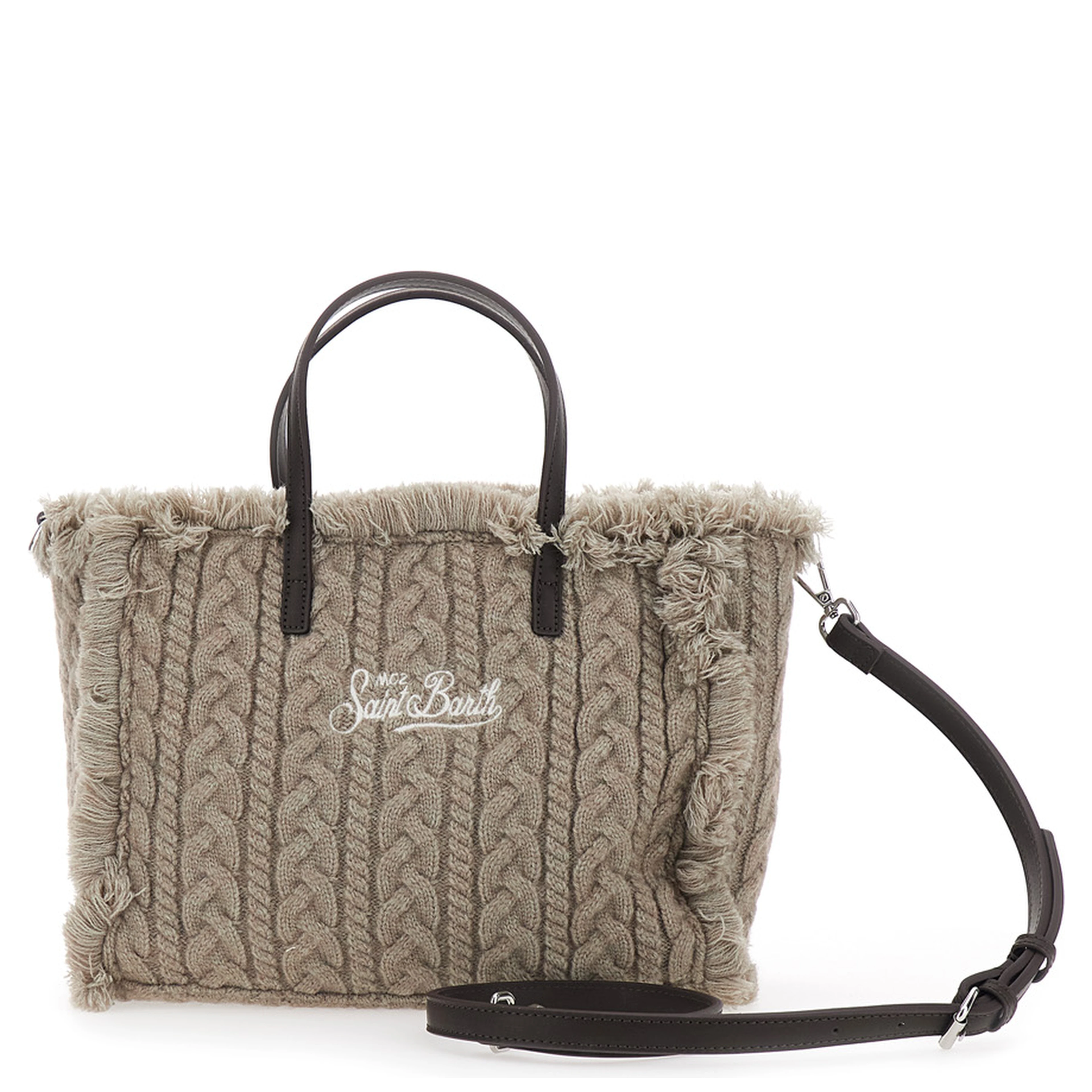 Shoulder bag COLETTE WOOL BRAID N with Tech Fabric and gray color for women