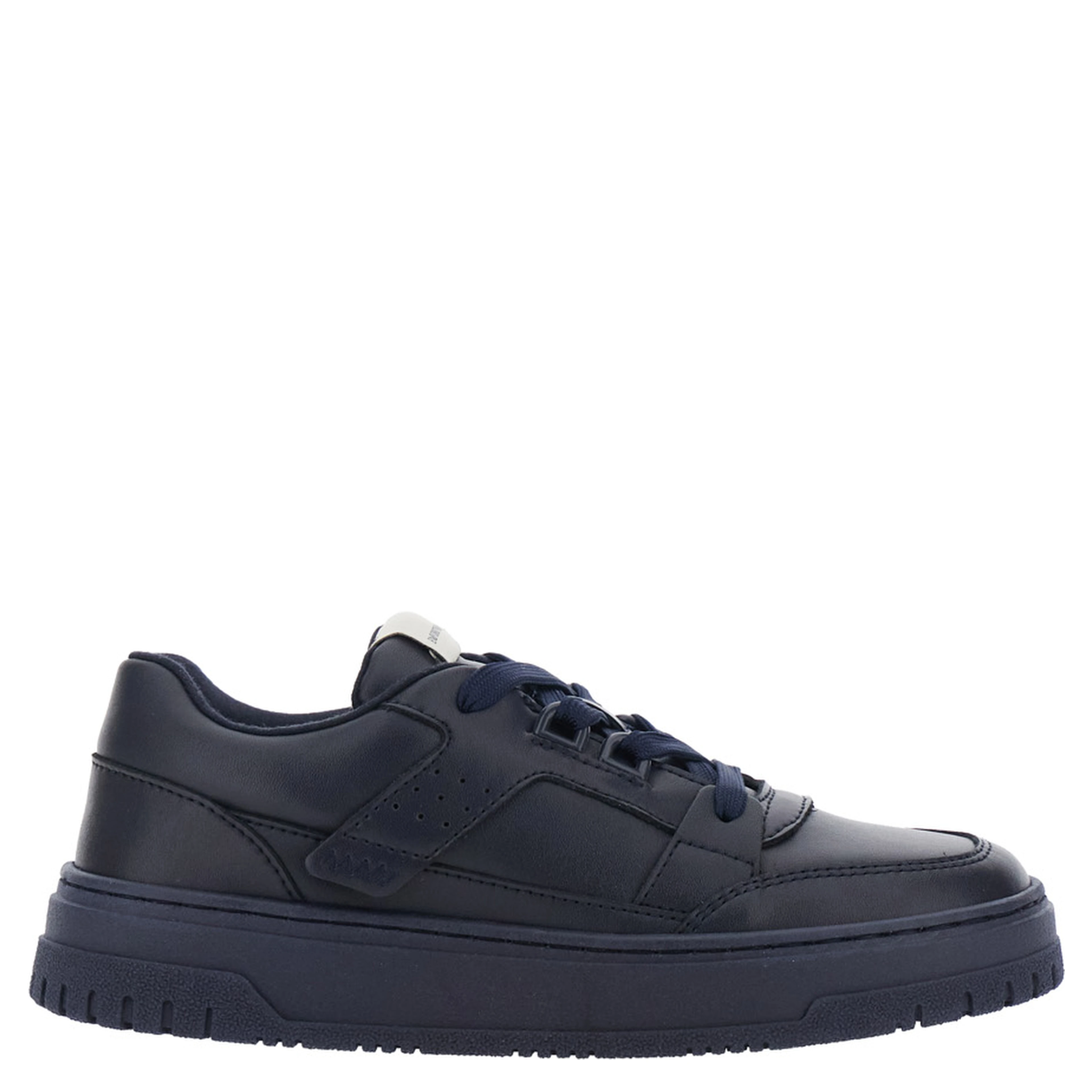 Blue Low Top Sneakers with Logo Patch on the Tongue in  Leather Boy