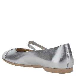 Metallic Ballet Flats with Strap in Leather for Girl
