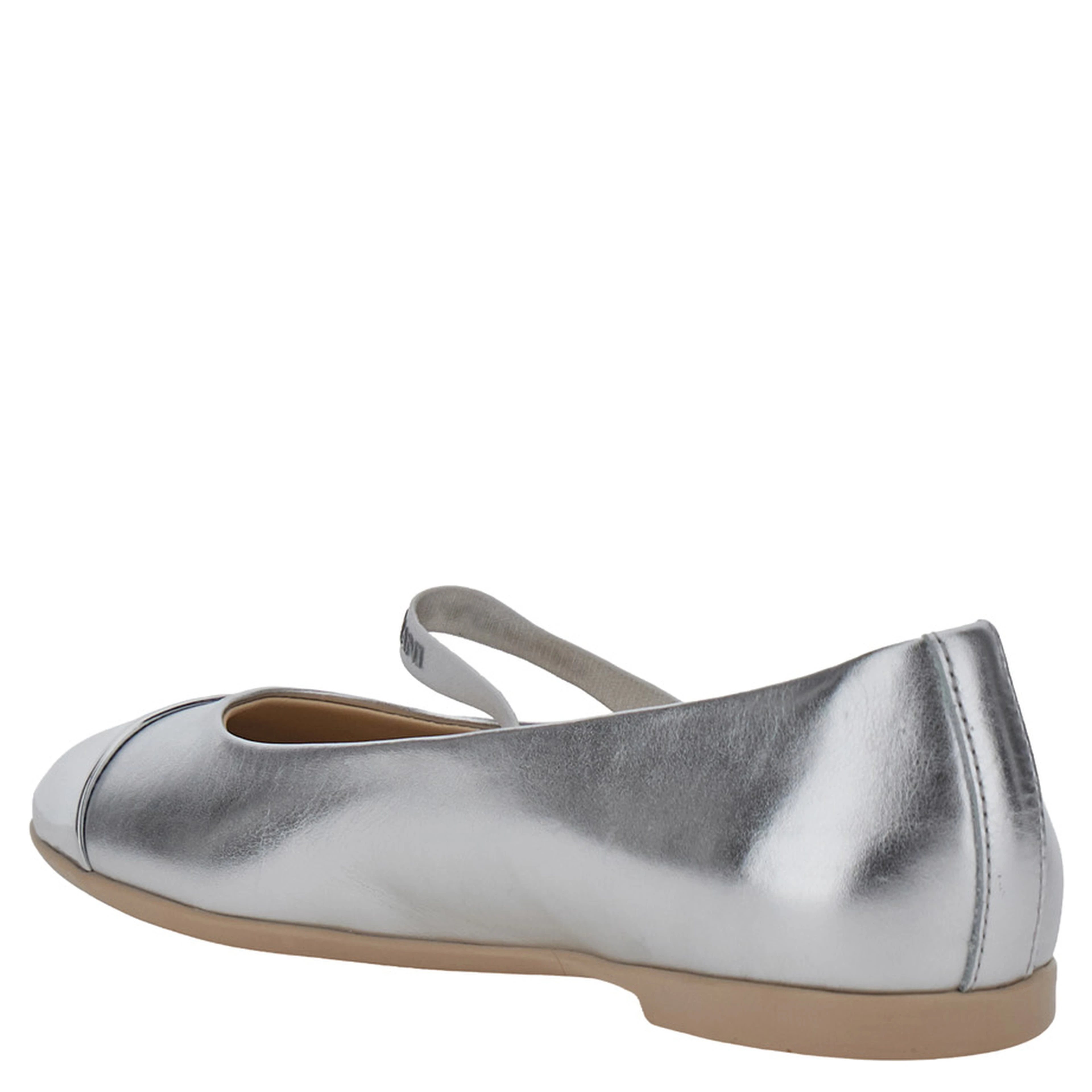 Metallic Ballet Flats with Strap in Leather for Girl