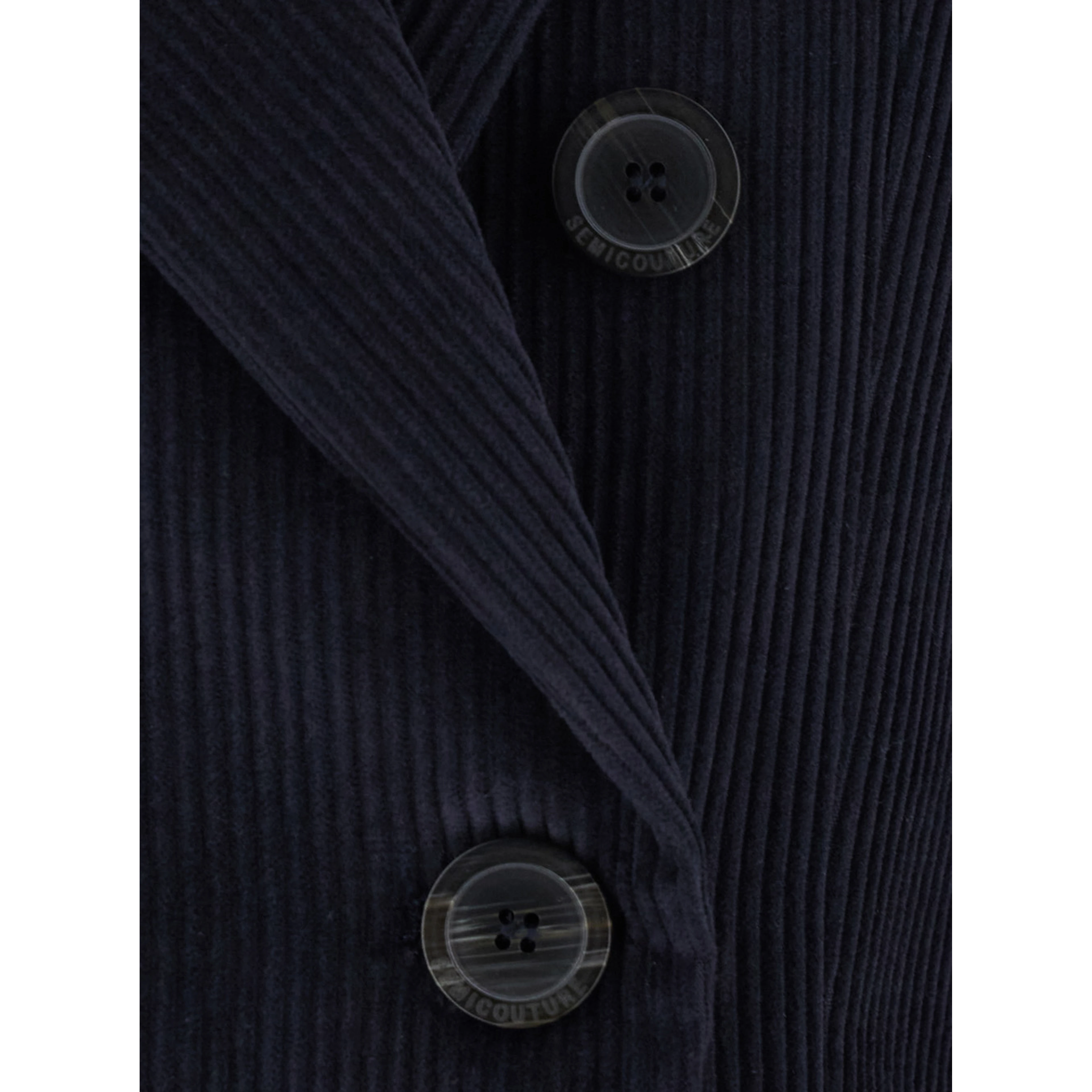Blue double-breasted Jacket with Peak revers in corduroy for women