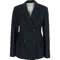 Florence Grey Double-breasted Jacket with Notched revers in wool blend for women