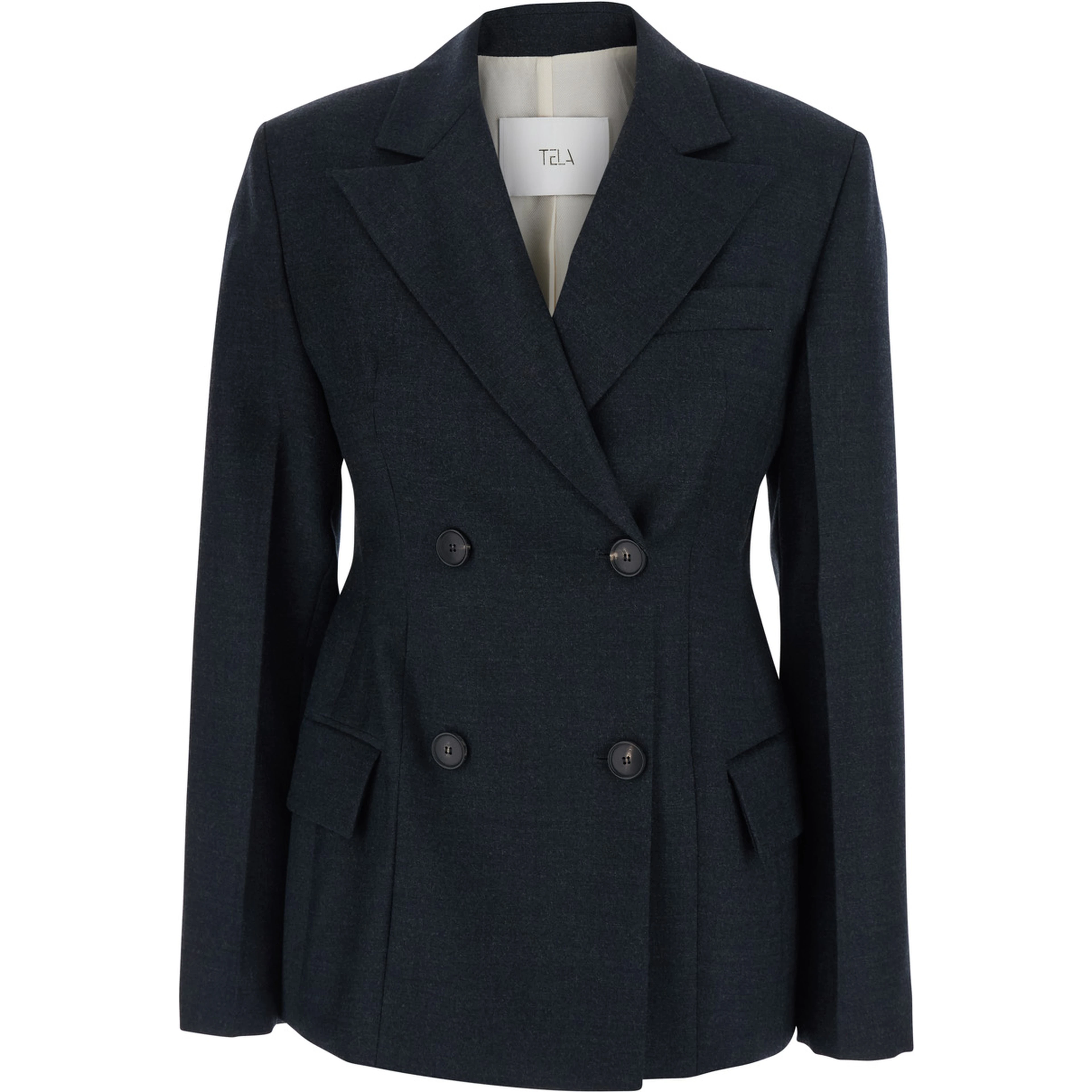 Florence Grey Double-breasted Jacket with Notched revers in wool blend for women