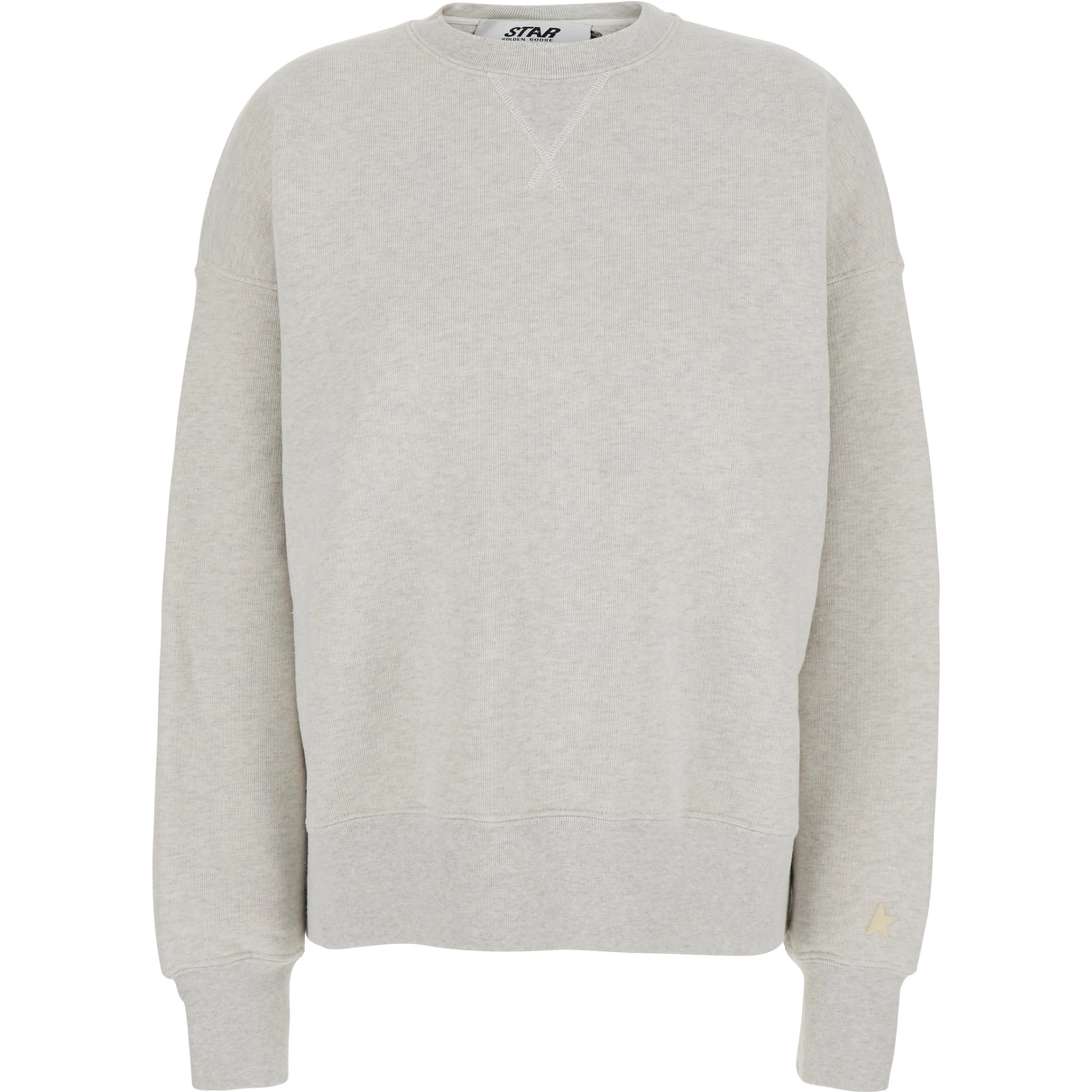 gray Crewneck sweatshirt with glitter logo lettering on the front in cotton for women